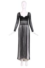 Christian Dior Black & White Illusion Top Gown W/Long Fringe Detail Ca. 1989/96