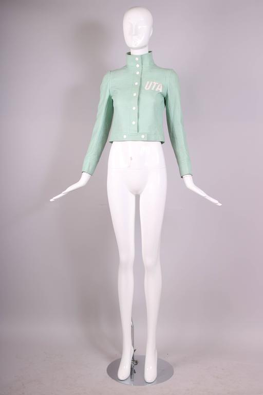 Gray Courreges Pale Green Vinyl Cropped Jacket Ca. 1973