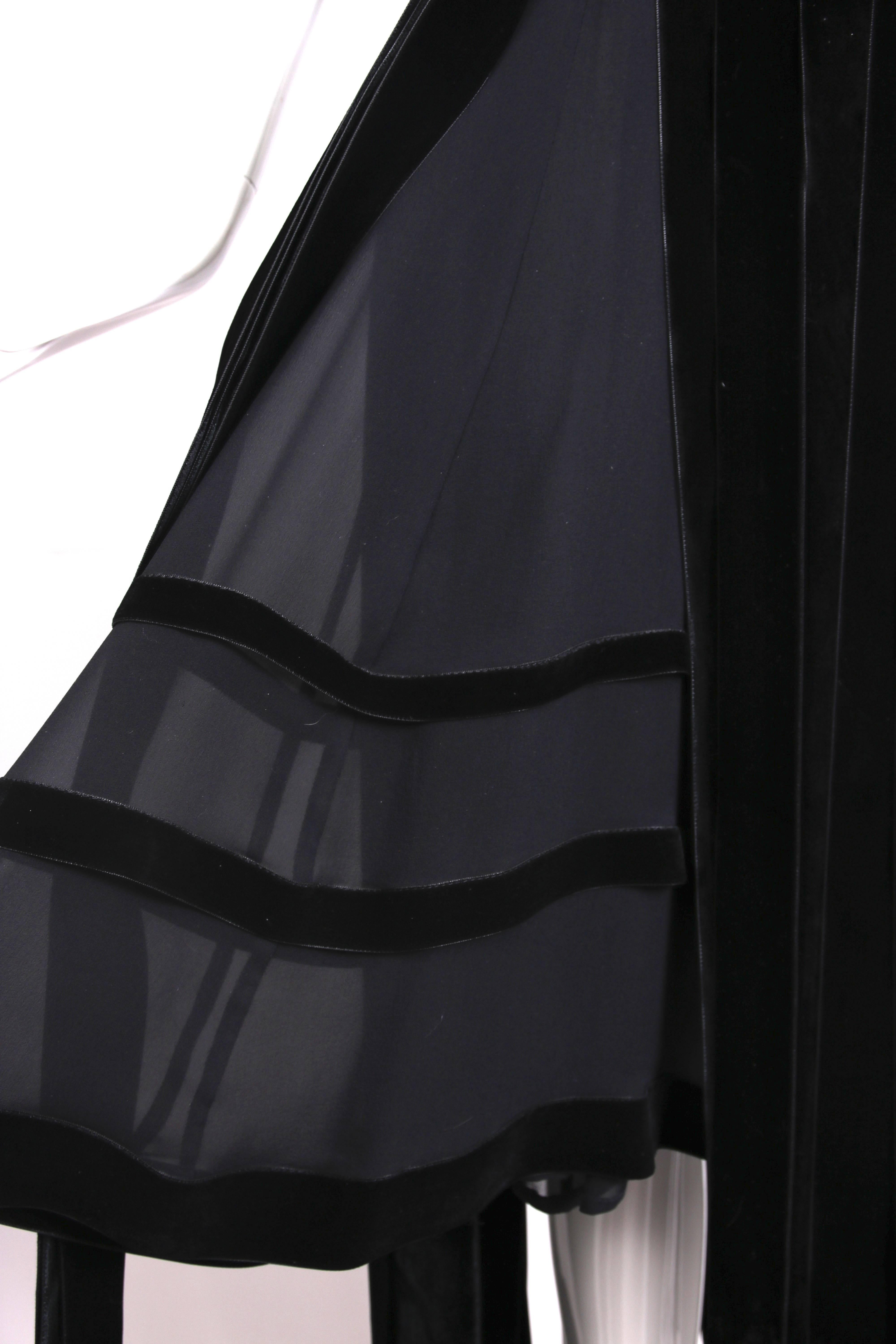 Vintage Chloe Black Sleeveless Gown In Velvet Ribbon & Sheer Fabric w/Cage Top 3