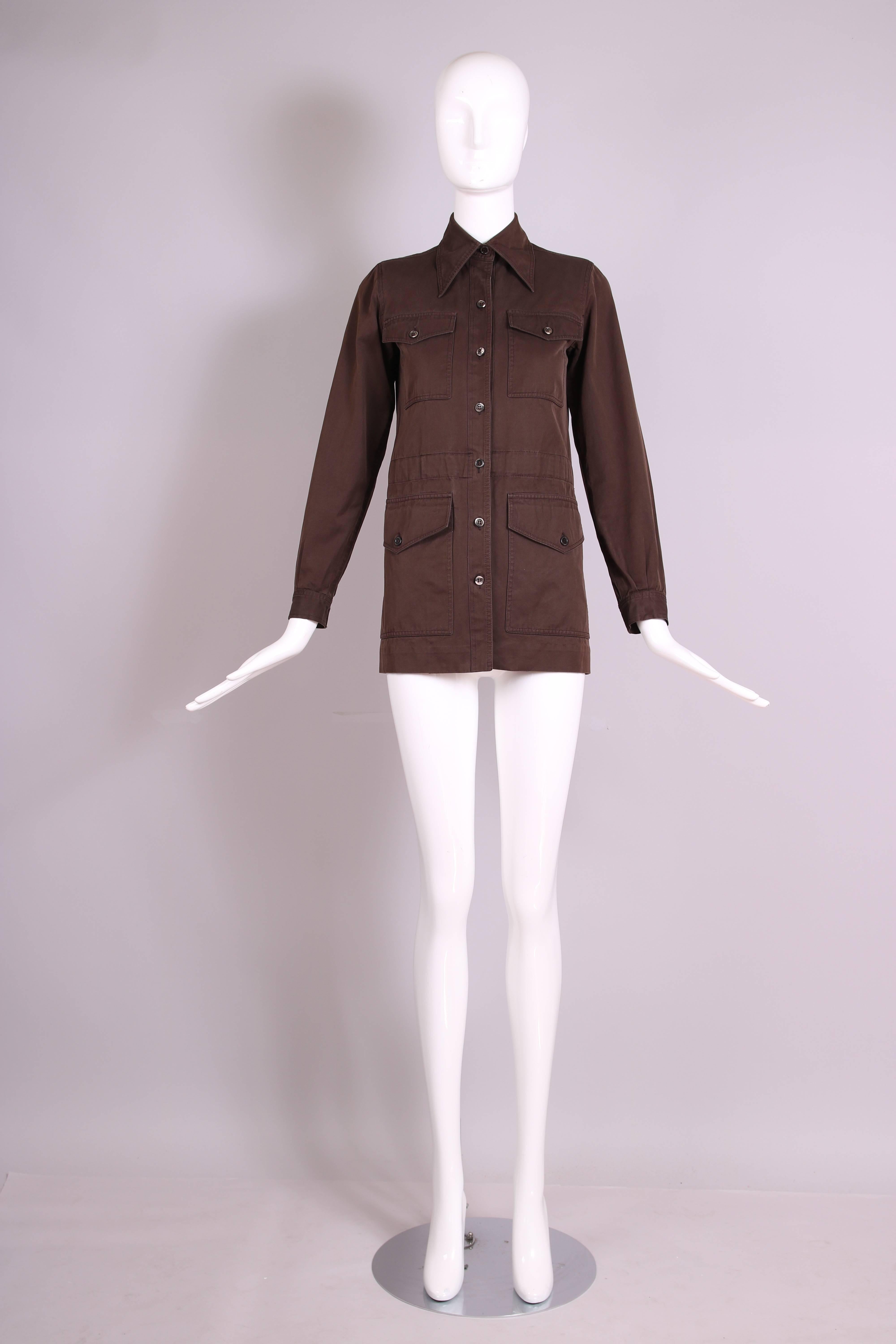 1970's Yves Saint Laurent YSL Brown Safari Jacket In Excellent Condition In Studio City, CA