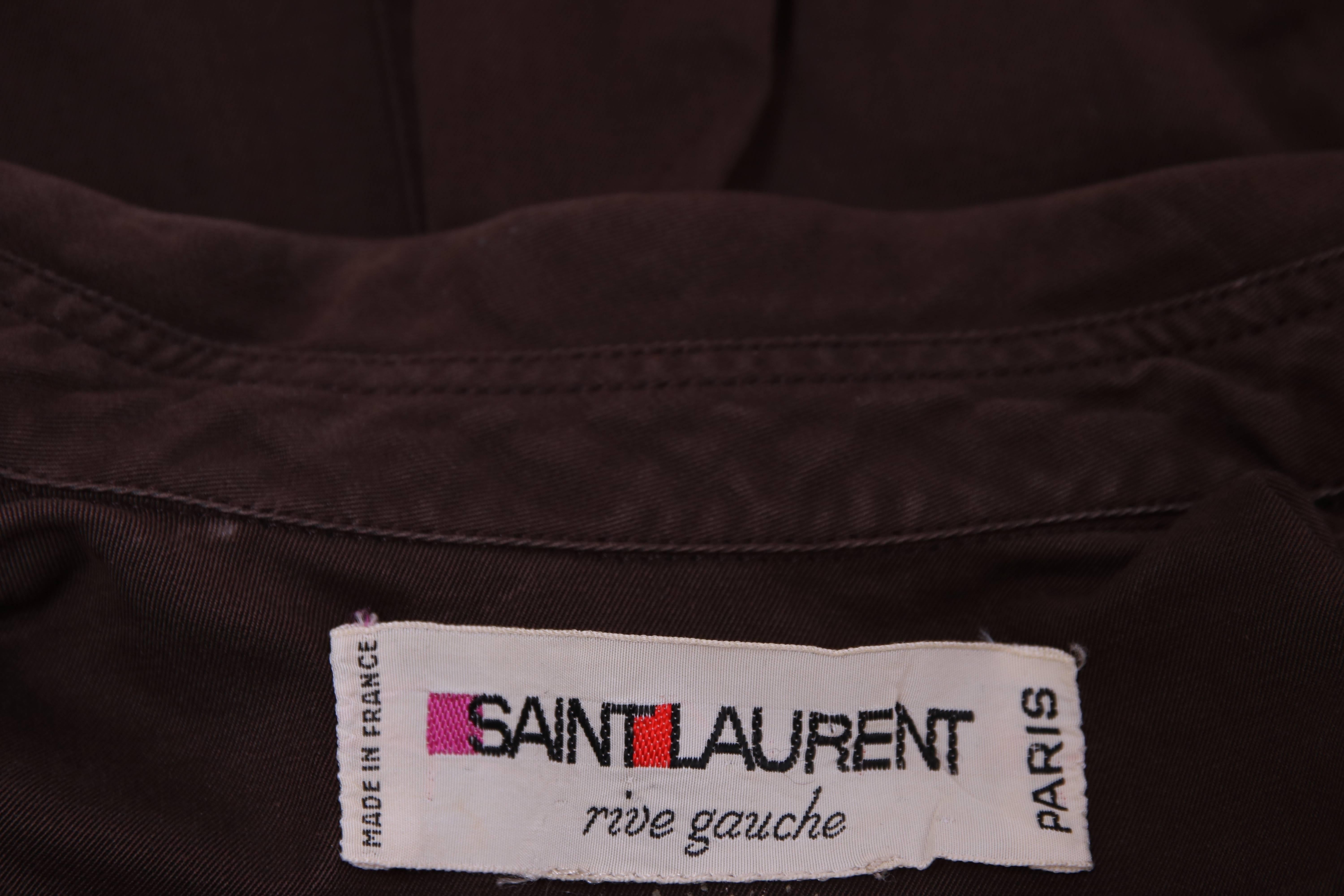 1970's Yves Saint Laurent YSL Brown Safari Jacket 3
