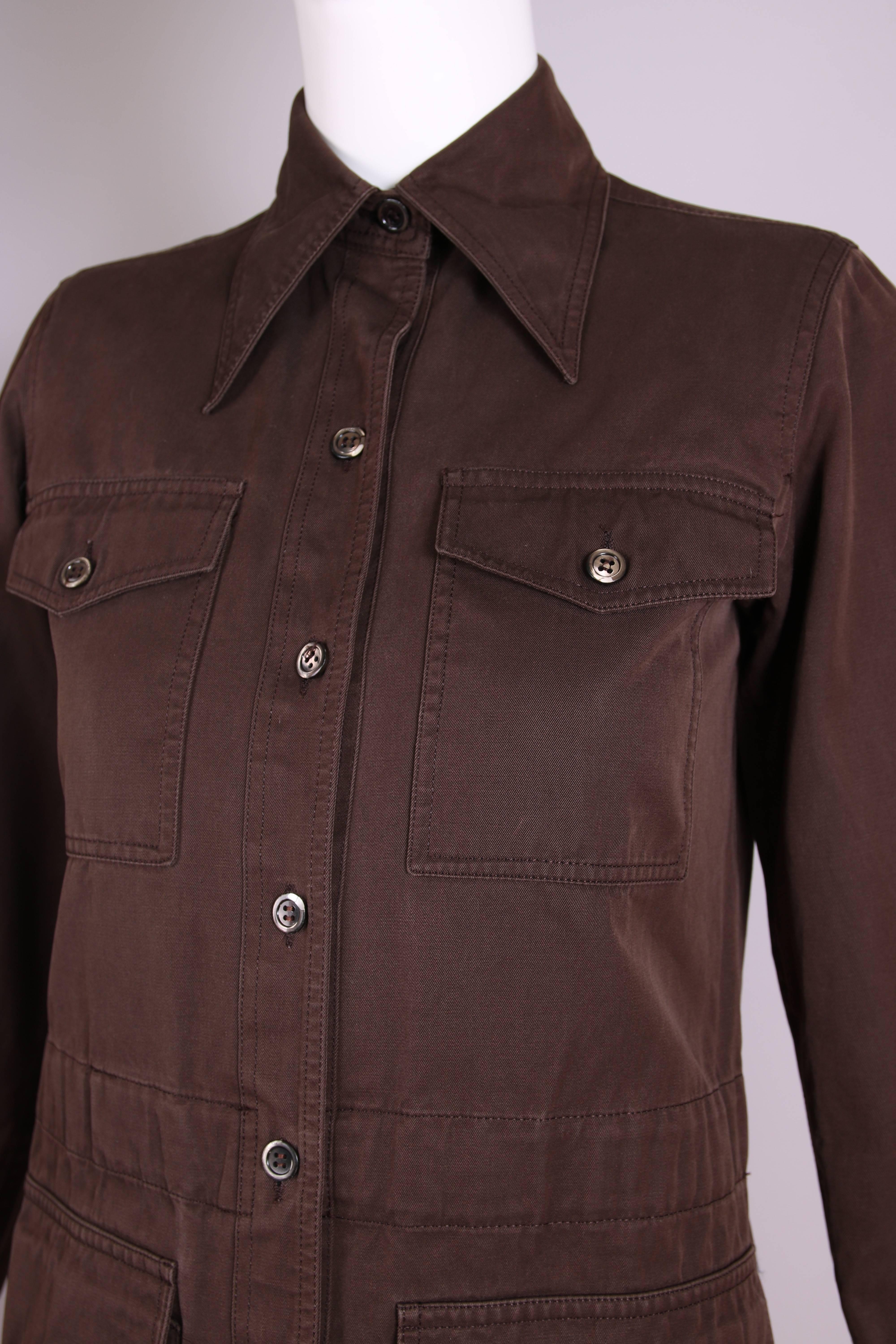 1970's Yves Saint Laurent YSL Brown Safari Jacket 2