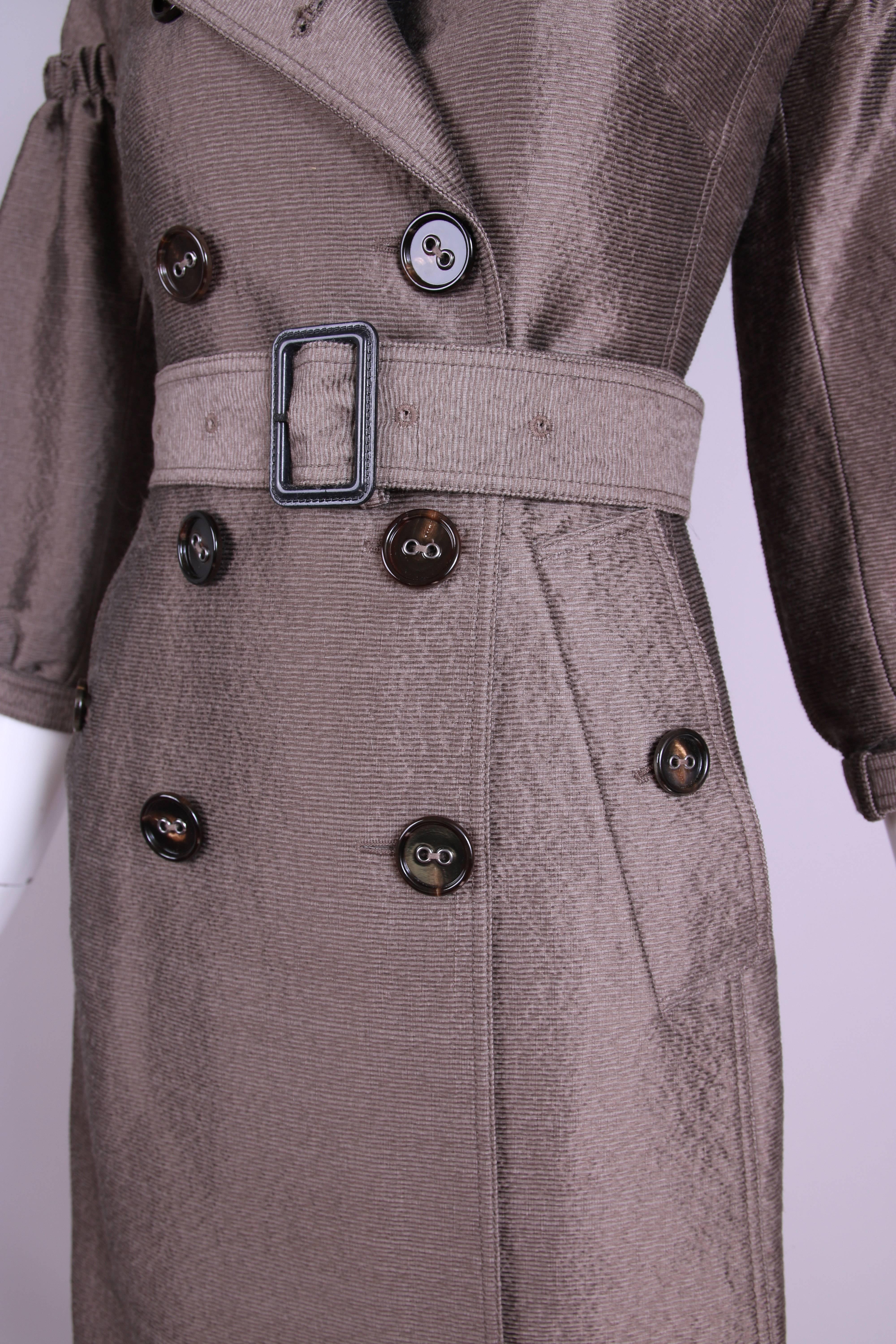 Burberry Porsum Mocha Trench Coat w/Puffed 3/4 Sleeves & Belt 1