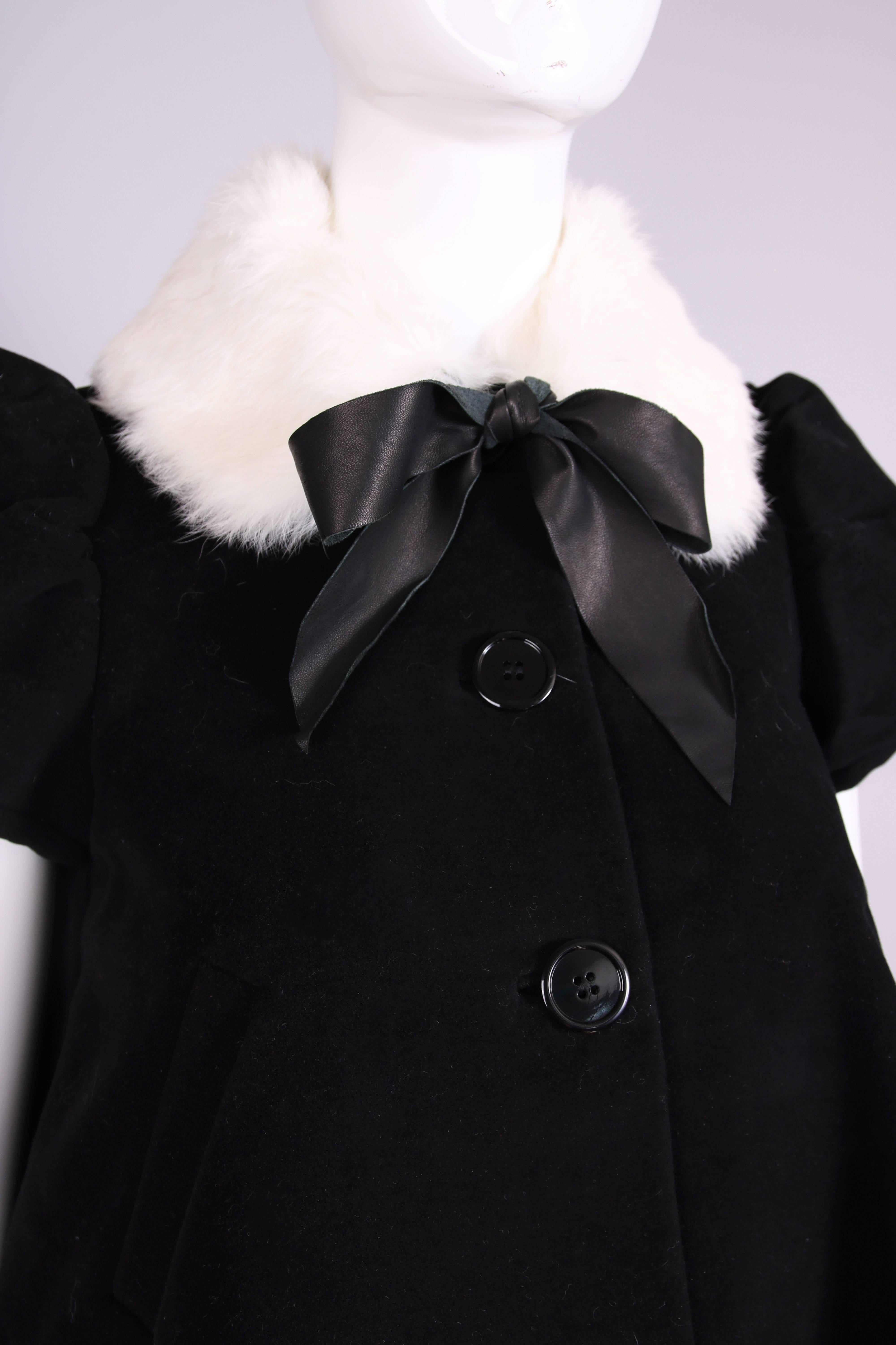 Vintage Jean-Paul Gaultier Black Velvet Jacket Top w/Fur Collar & Neck Ties 2