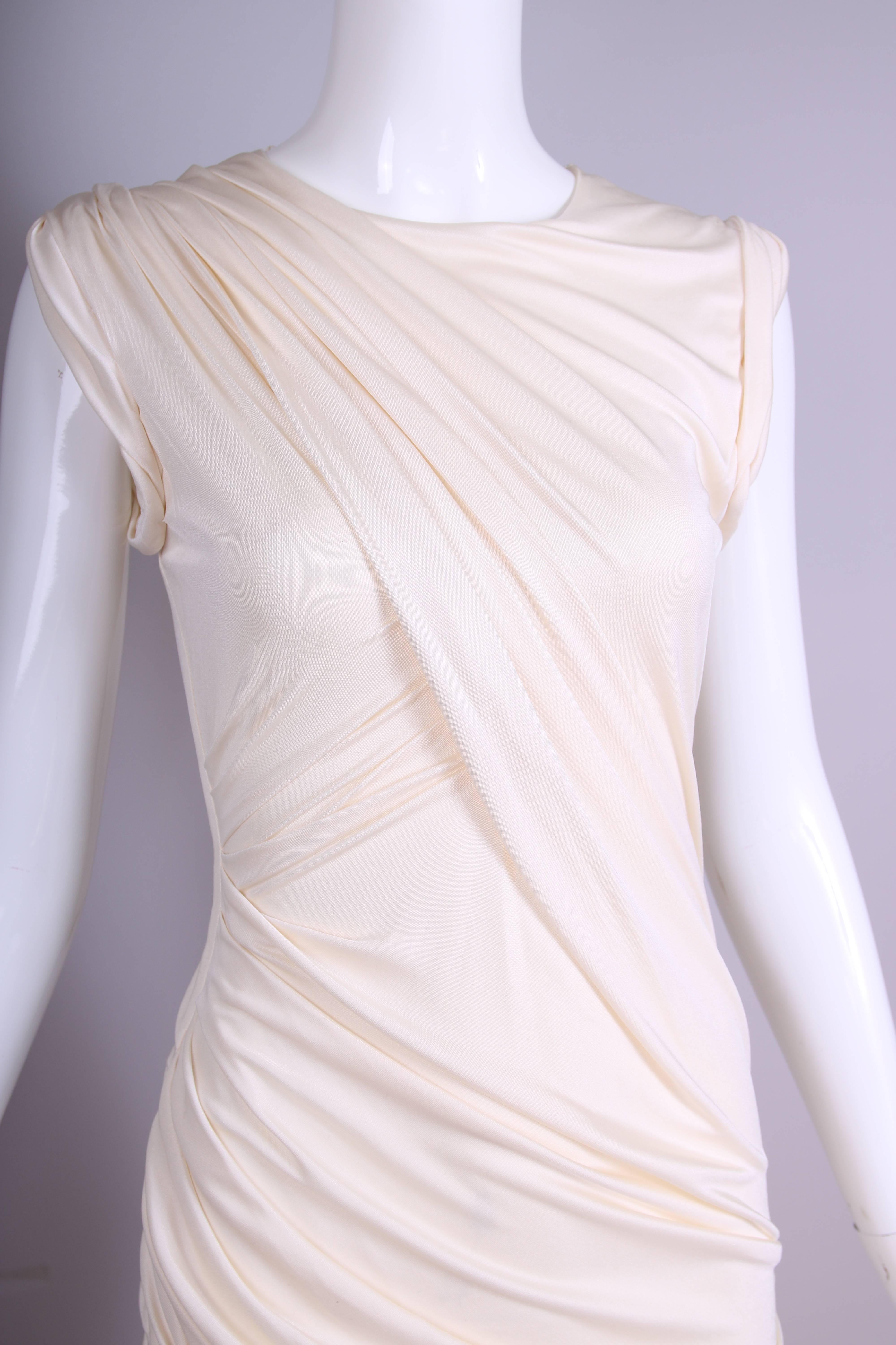 White Alexander Wang Creme-Colored Stretch Draped Sleeveless Mini Dress For Sale