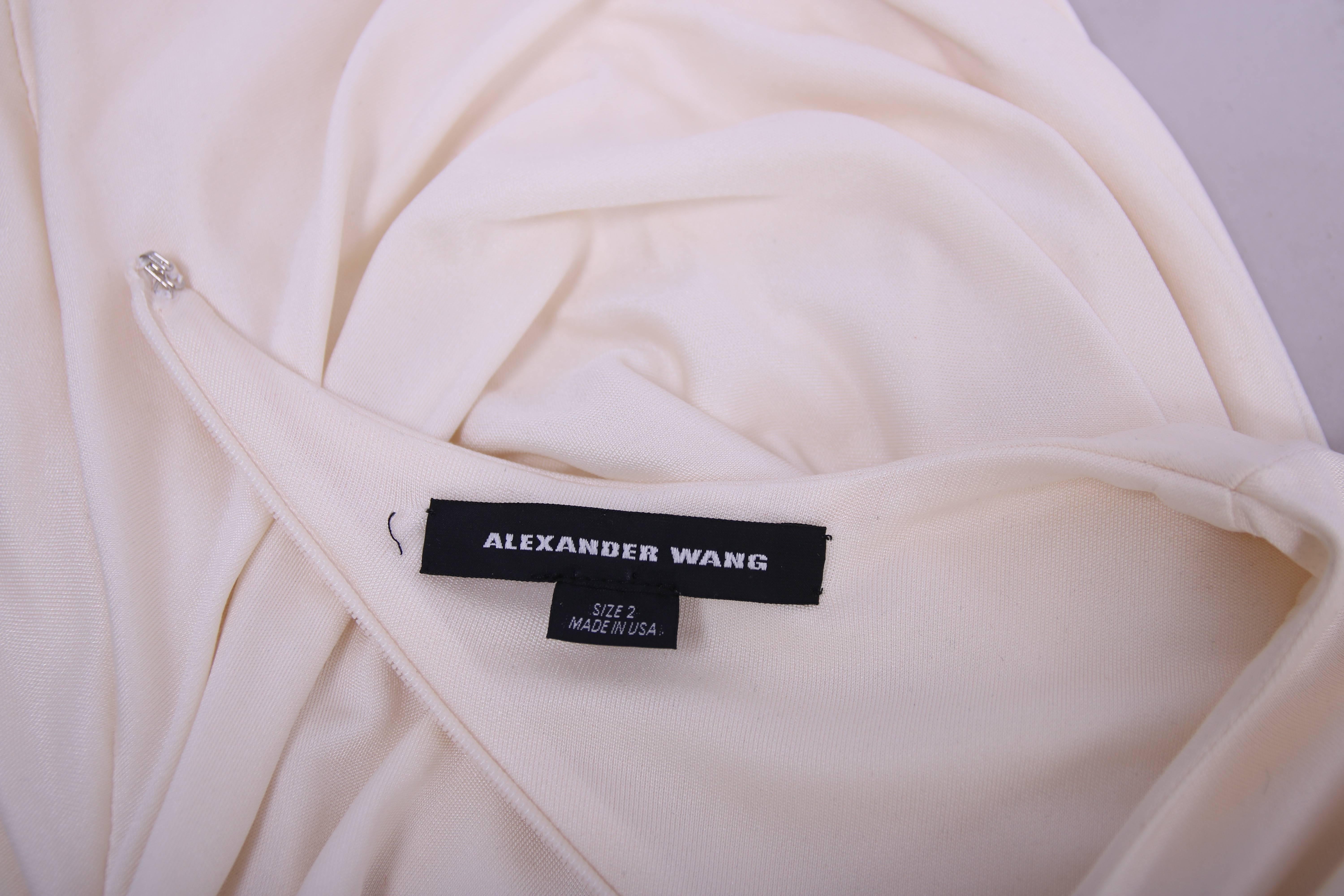 Women's Alexander Wang Creme-Colored Stretch Draped Sleeveless Mini Dress For Sale