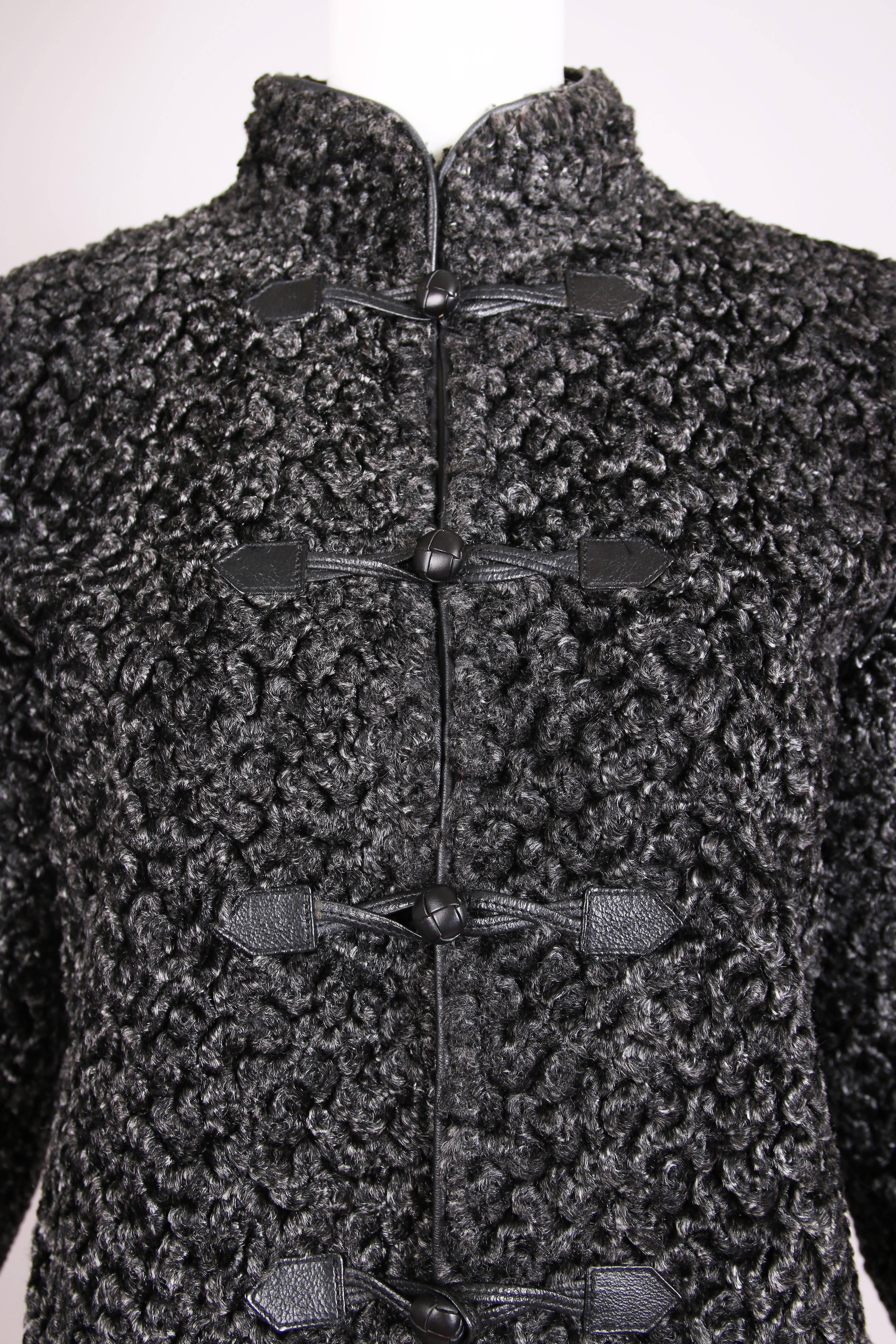 Women's 1970's Yves Saint Laurent Uncut Broadtail Fur Jacket w/Frog Toggle Closures
