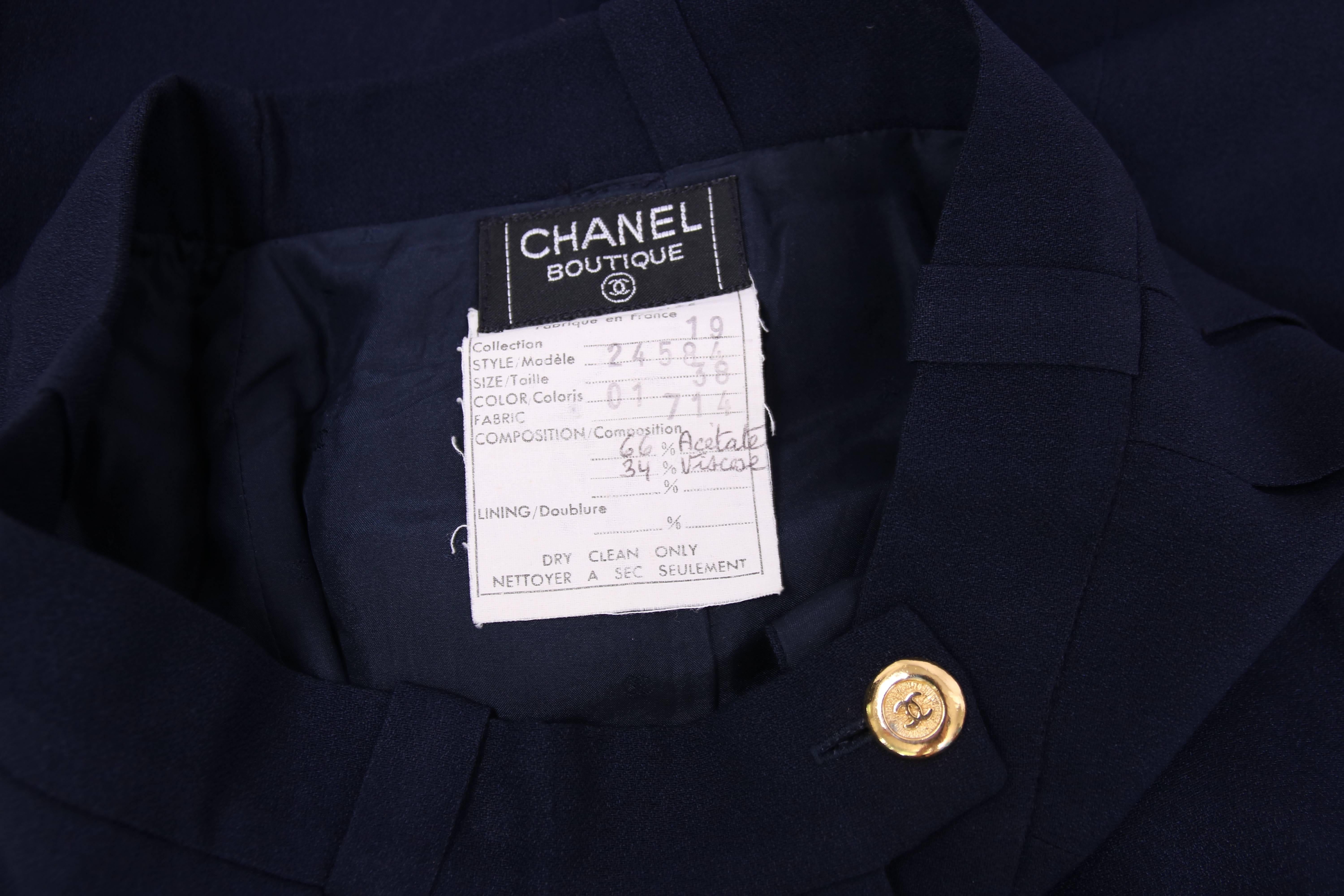 Chanel Navy Crepe High-Waist Trousers  3