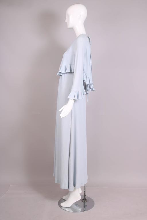 1970's Gina Fratini Pale Blue Moss Crepe Maxi Dress and Capelet ...