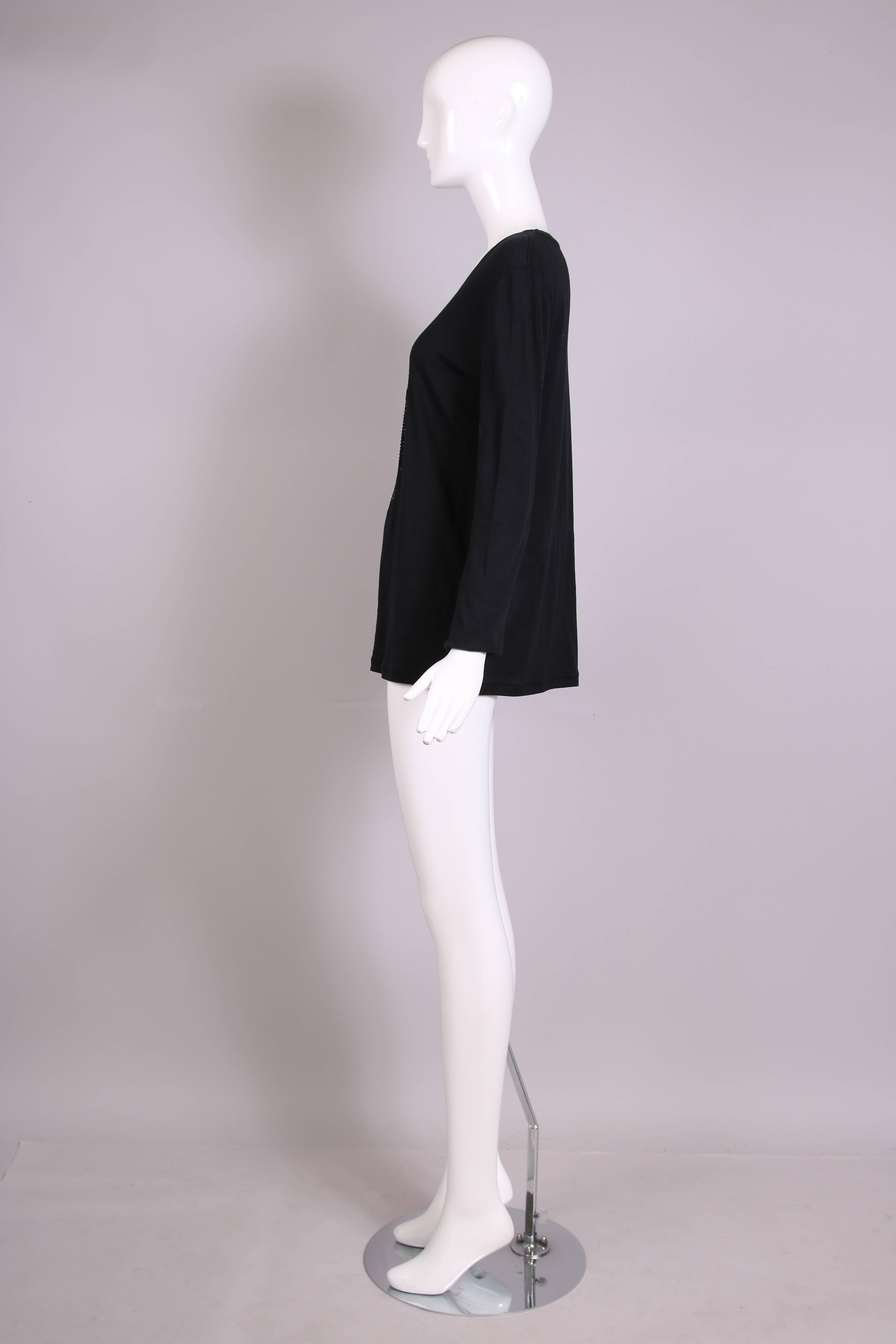 Sonia Rykiel Black Cotton Long Sleeved Shirt Top w/Jeweled Ladybug Design 1