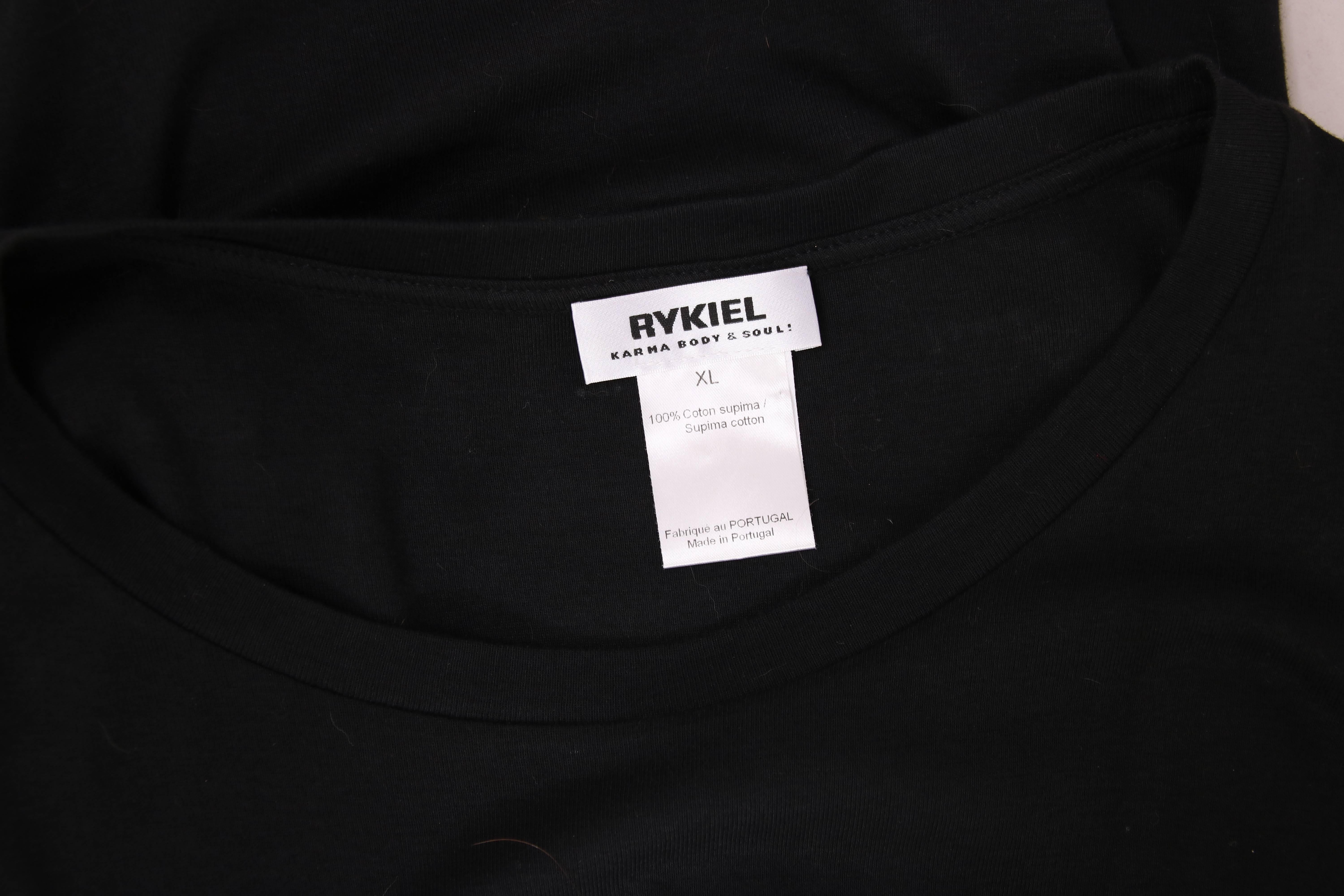 Sonia Rykiel Black Cotton Long Sleeved Shirt Top w/Jeweled Ladybug Design 3