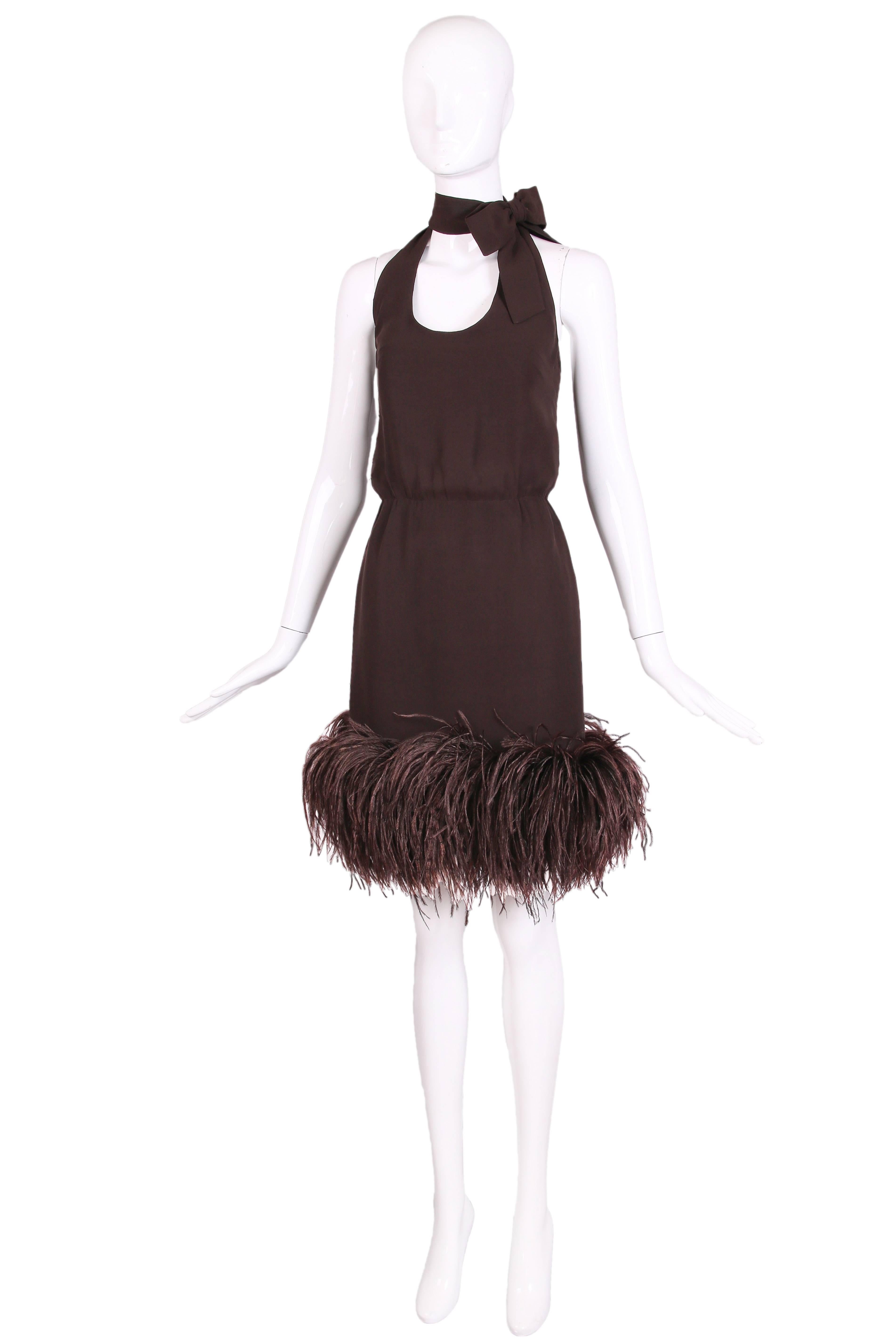dress with ostrich feather trim