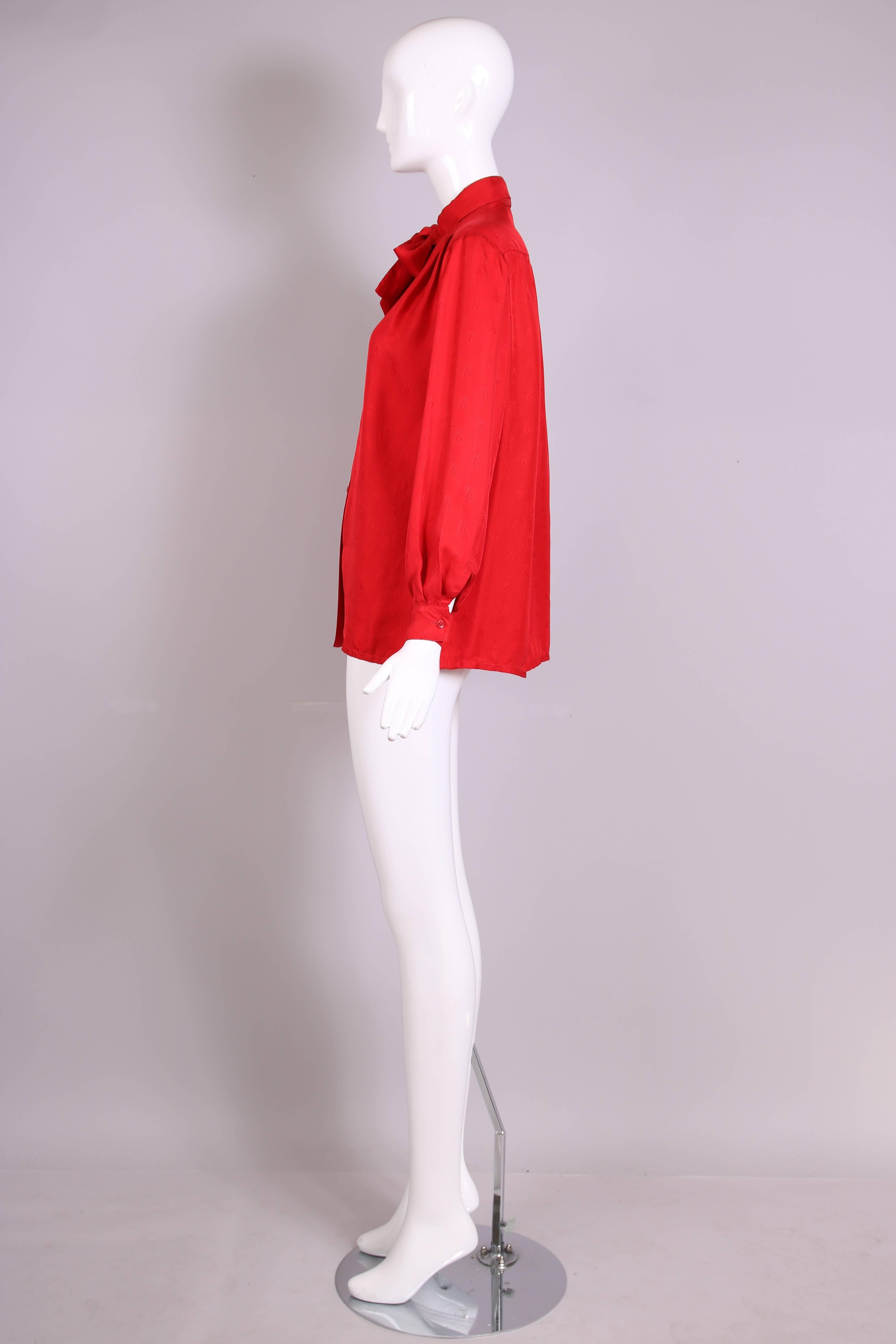 Women's 1970s Hermes Red Silk Bee 