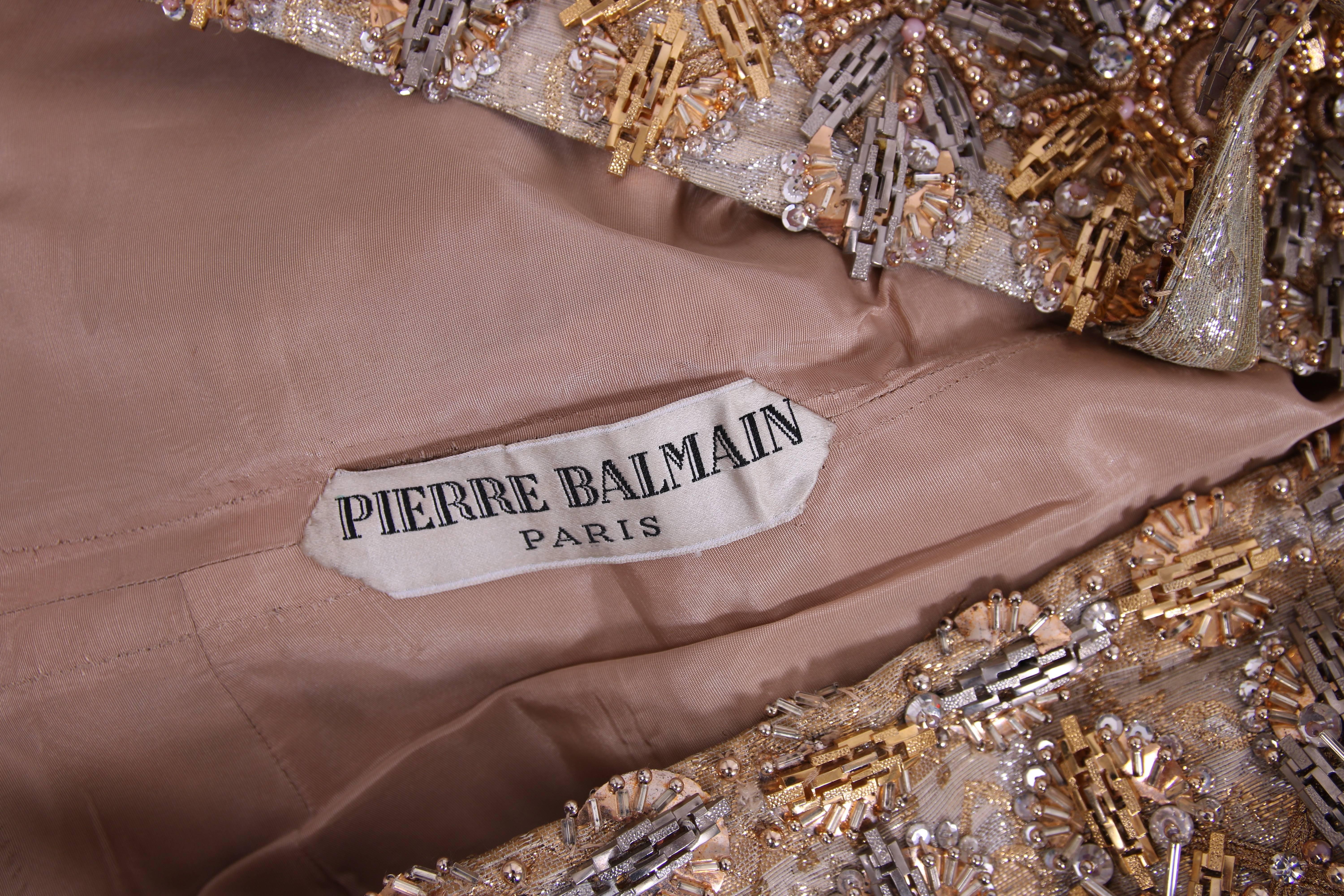 Women's Balmain Haute Couture Evening Gown w/Metallic Embellishments Ca. 1966 No.150688
