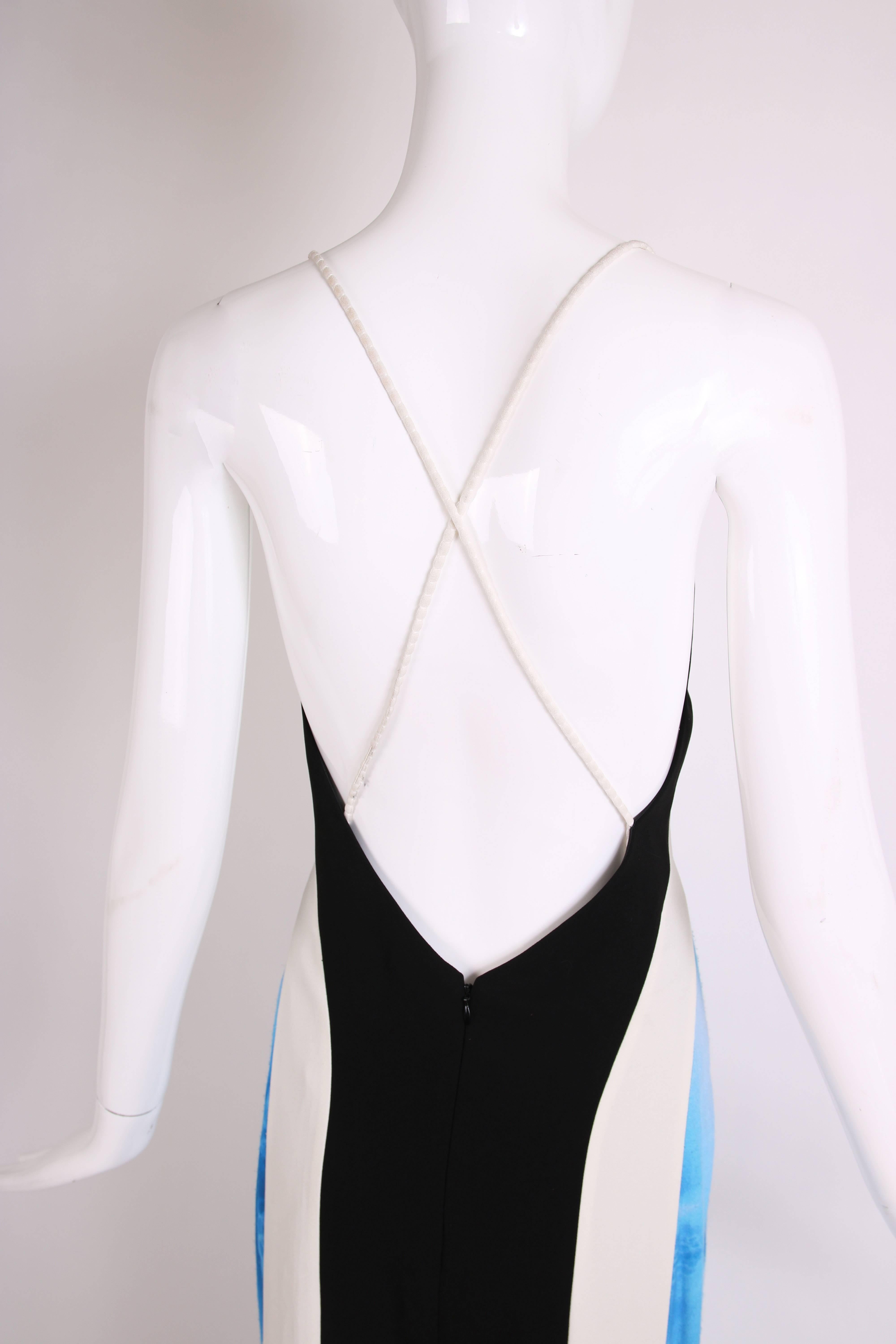 Women's 2008 Jean Paul Gaultier Deep V-Neck Spaghetti Strap Gown w/Train For Sale