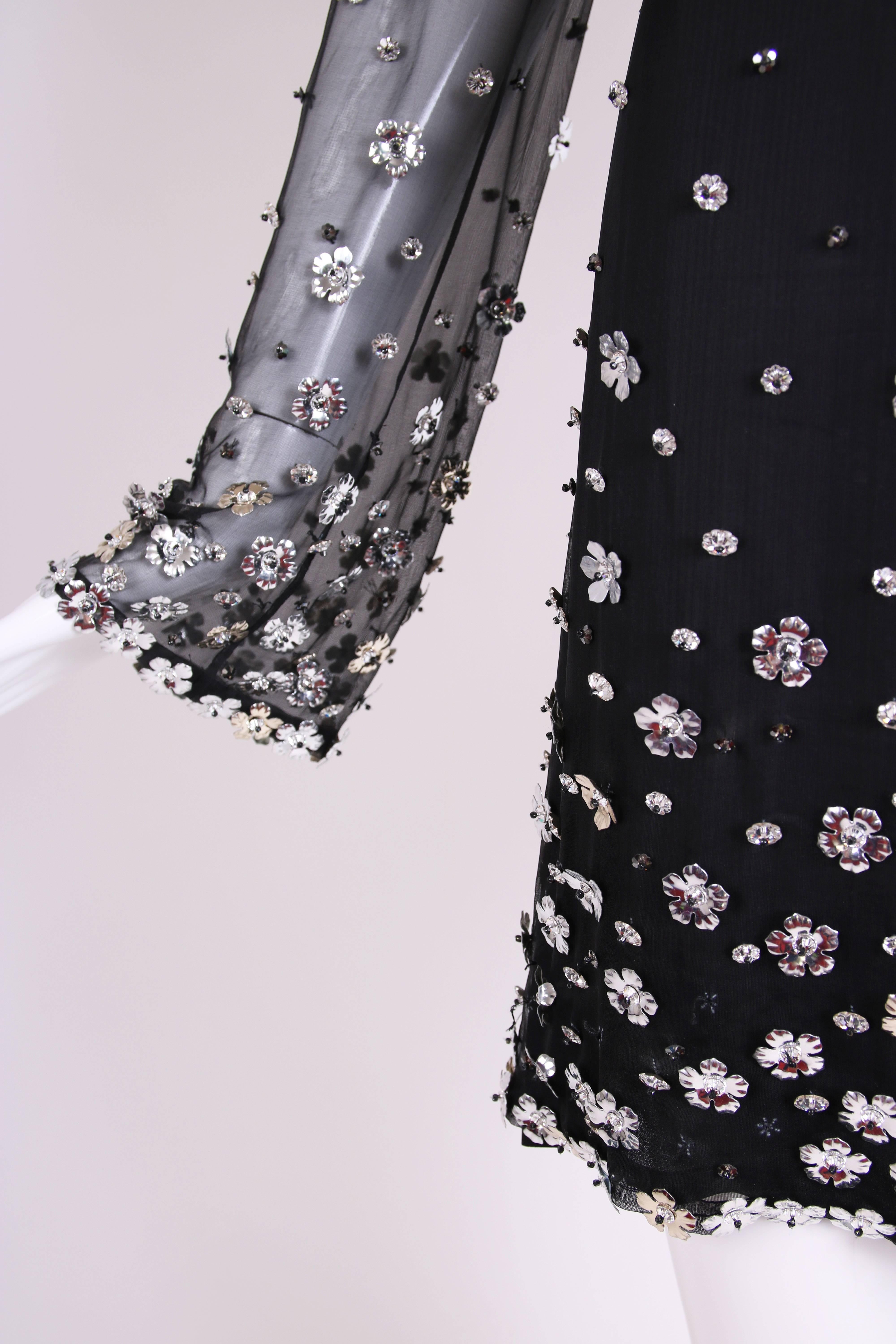 Loris Azzaro Black Silk Chiffon Mini Dress In Excellent Condition For Sale In Studio City, CA