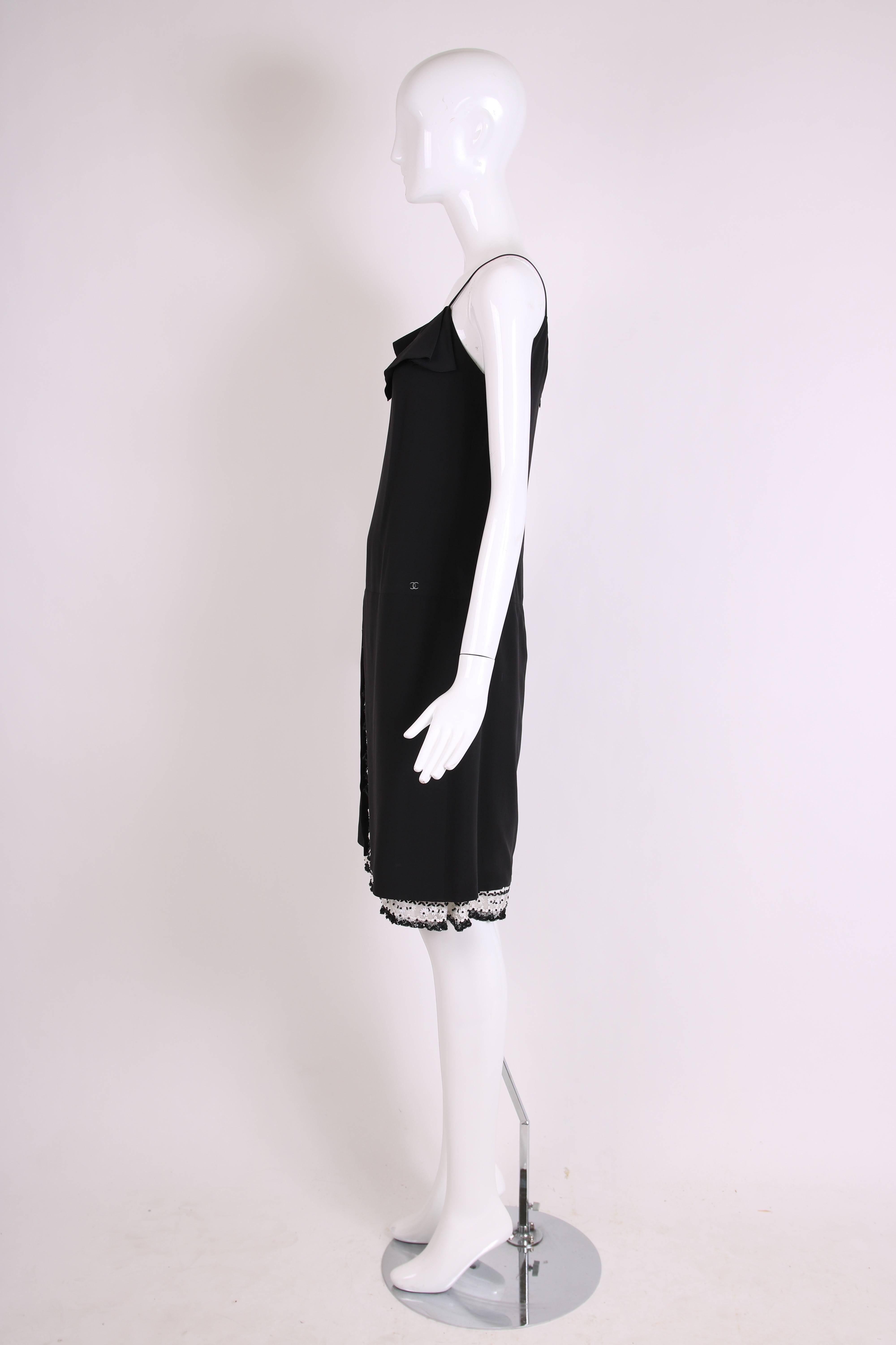 2001 Chanel Black Silk Cocktail Dress w/Lesage Beading, Lace & Appliques 1