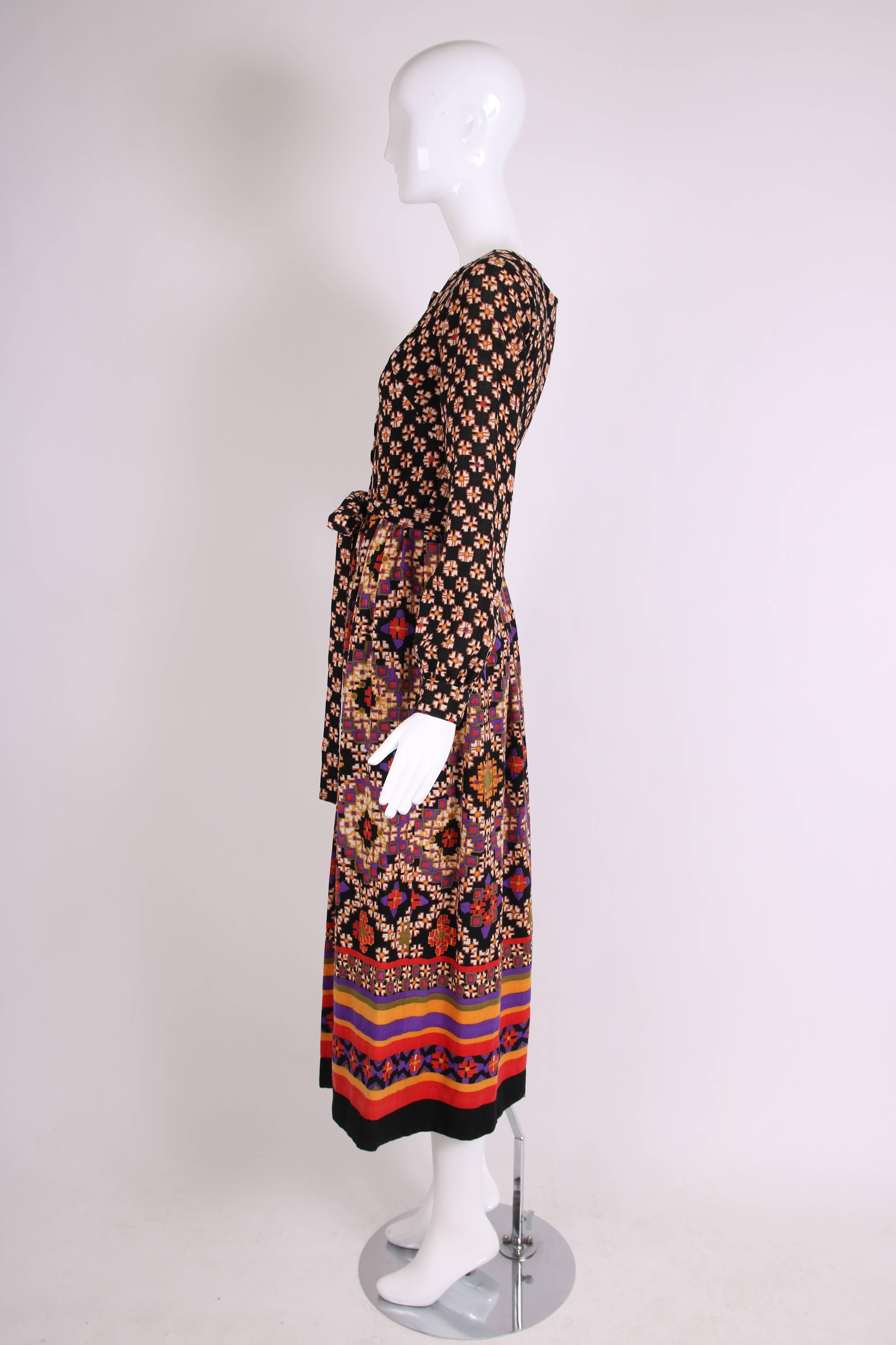 1970's Lanvin Geometric Print Maxi Dress In Excellent Condition In Studio City, CA