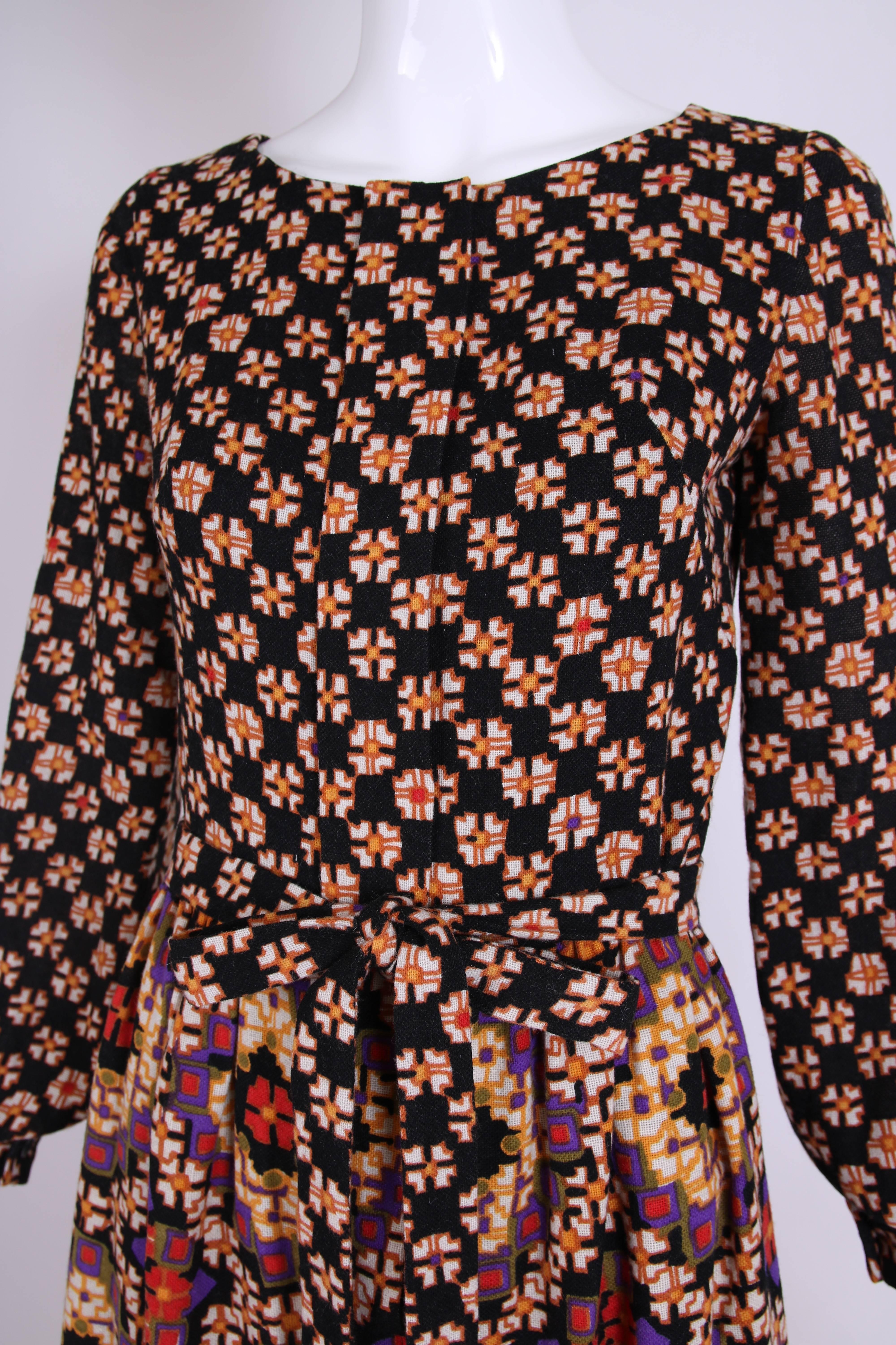 Women's 1970's Lanvin Geometric Print Maxi Dress