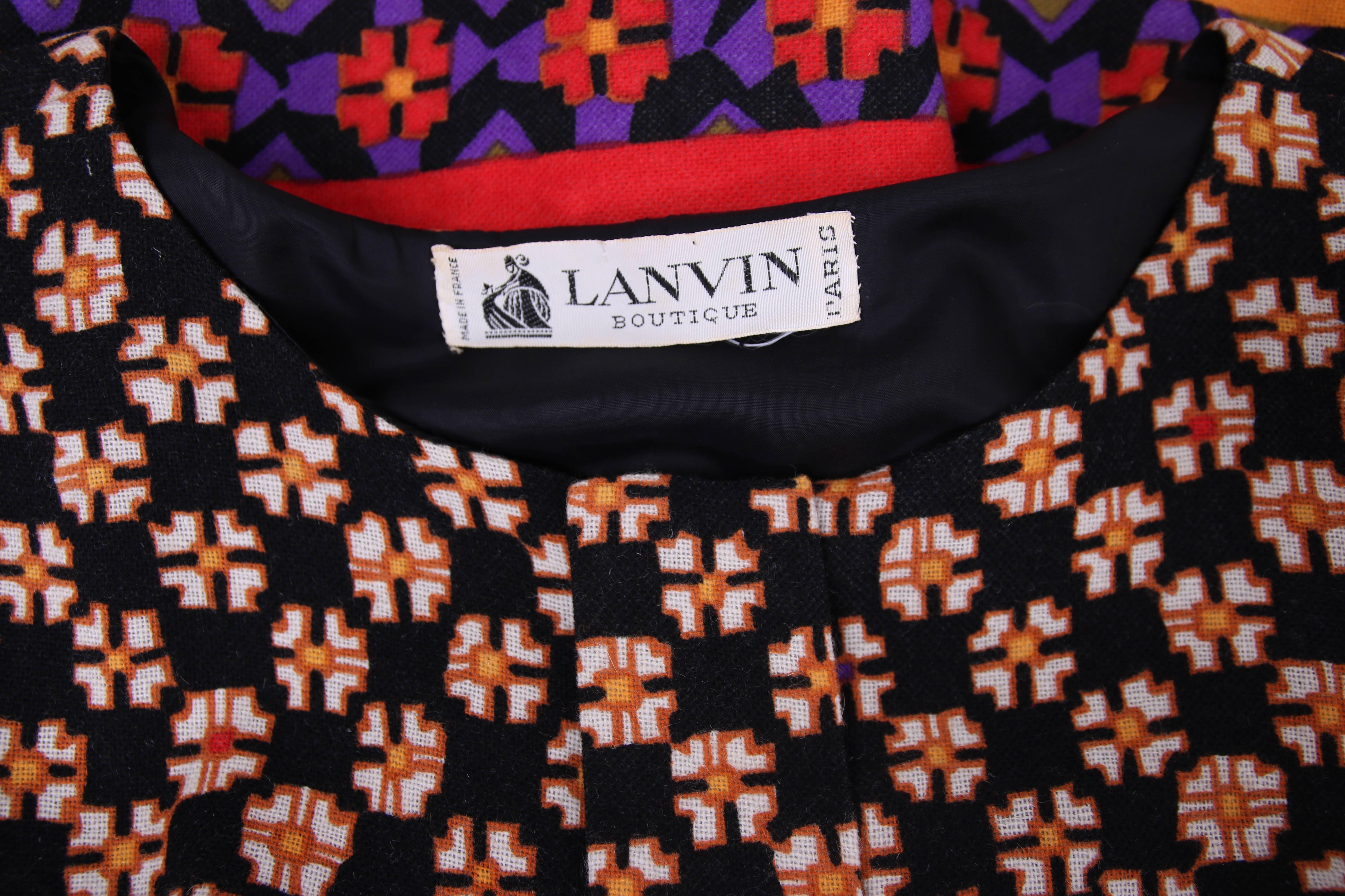 1970's Lanvin Geometric Print Maxi Dress 2