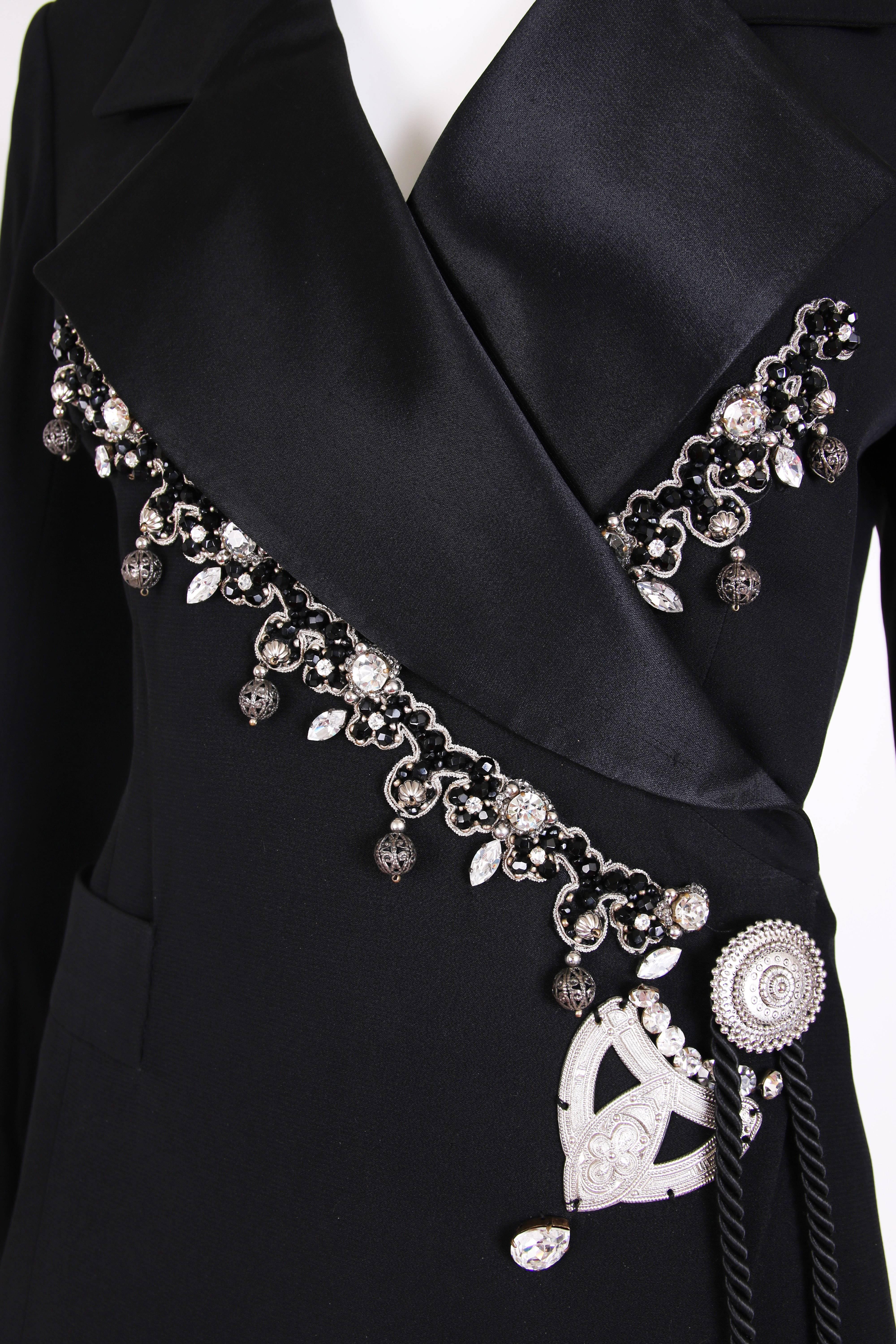 Women's 1994 Christian Dior Black Tuxedo Jacket & Pant Ensemble w/Embelliishments