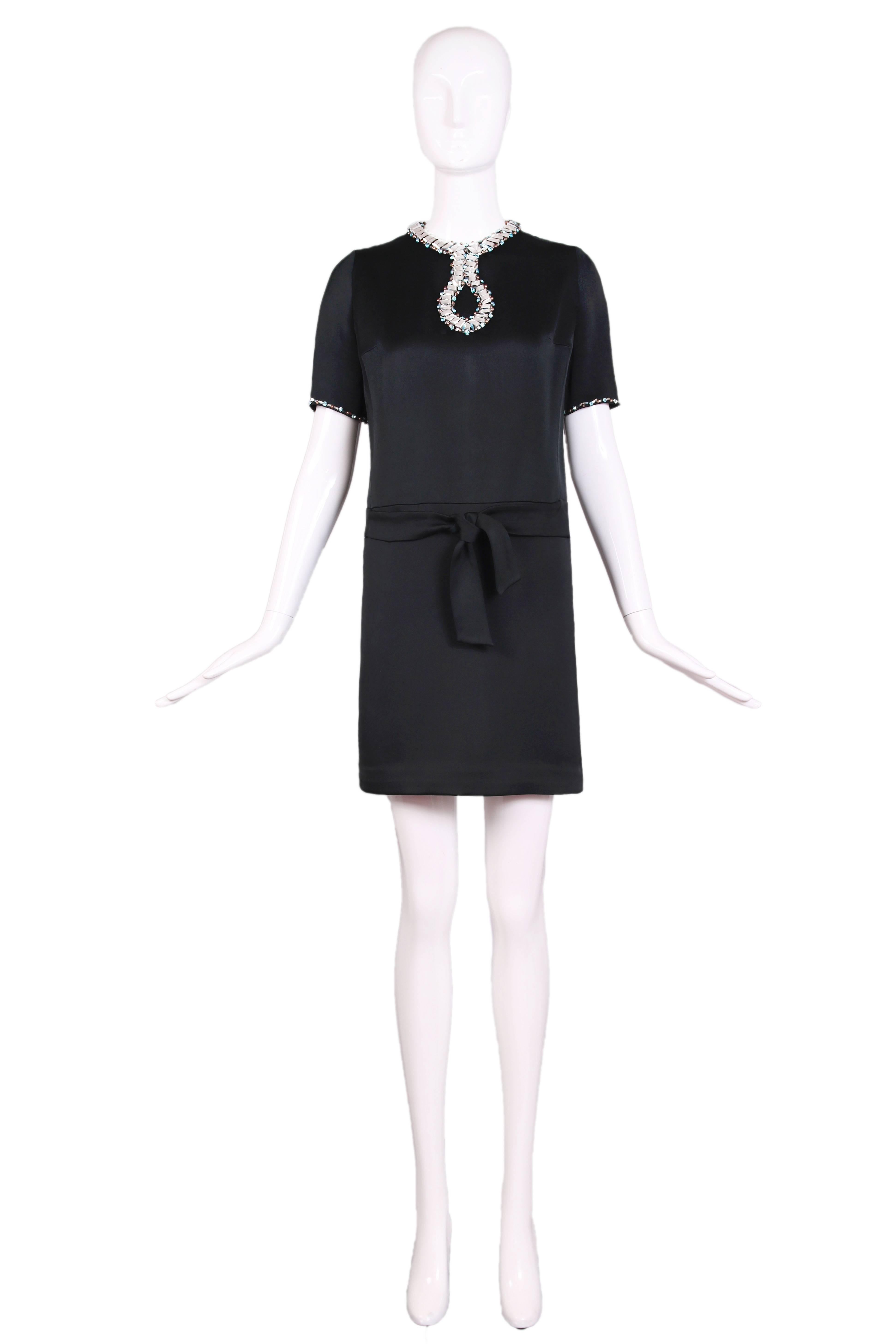 Black Pierre Cardin Haute Couture Cocktail Dress w/Space Age Design Motif ca. 1966 For Sale
