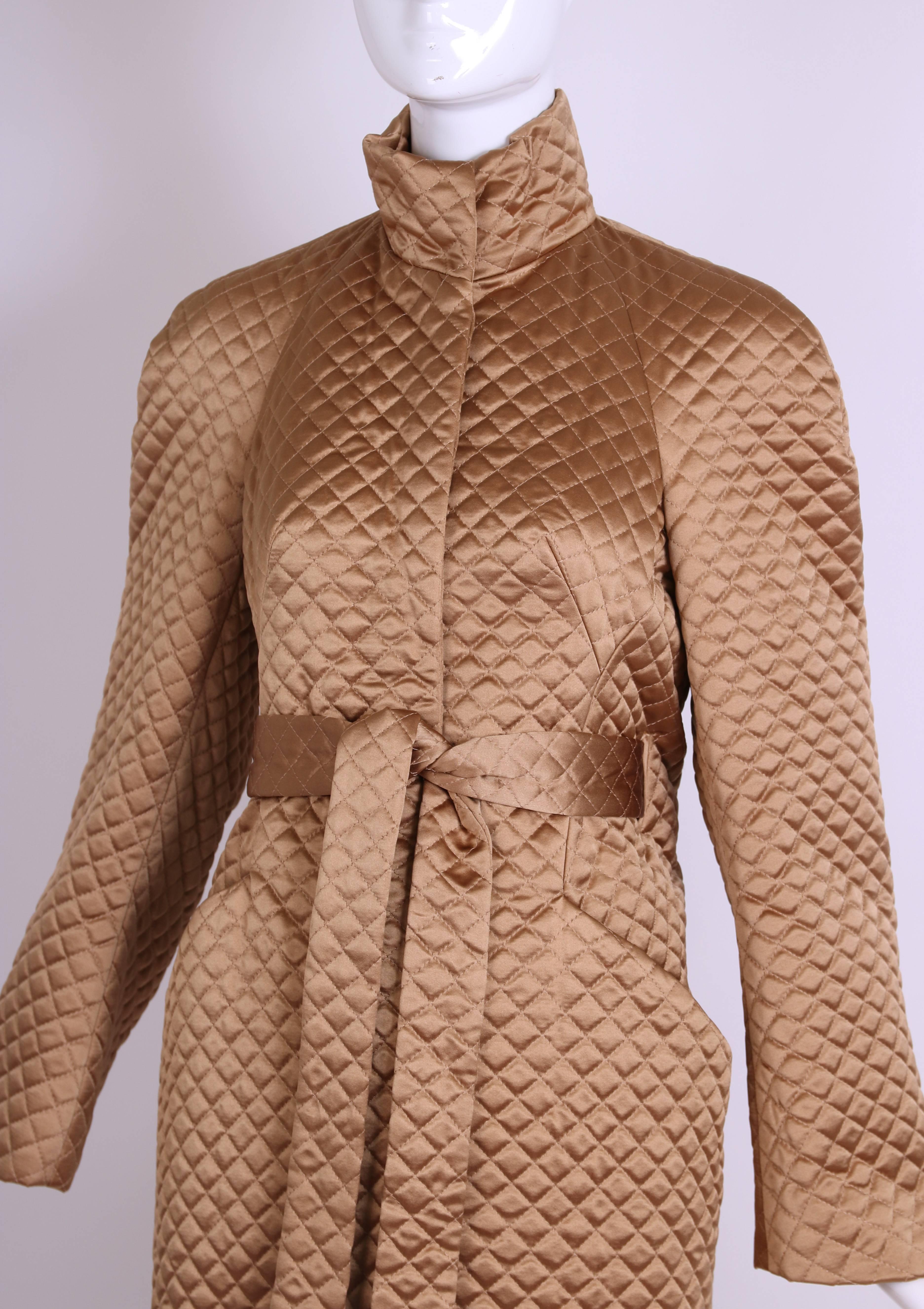 Alexander McQueen Gold Quilted Satin Cocoon Jacket Coat with Belt, 2007 1