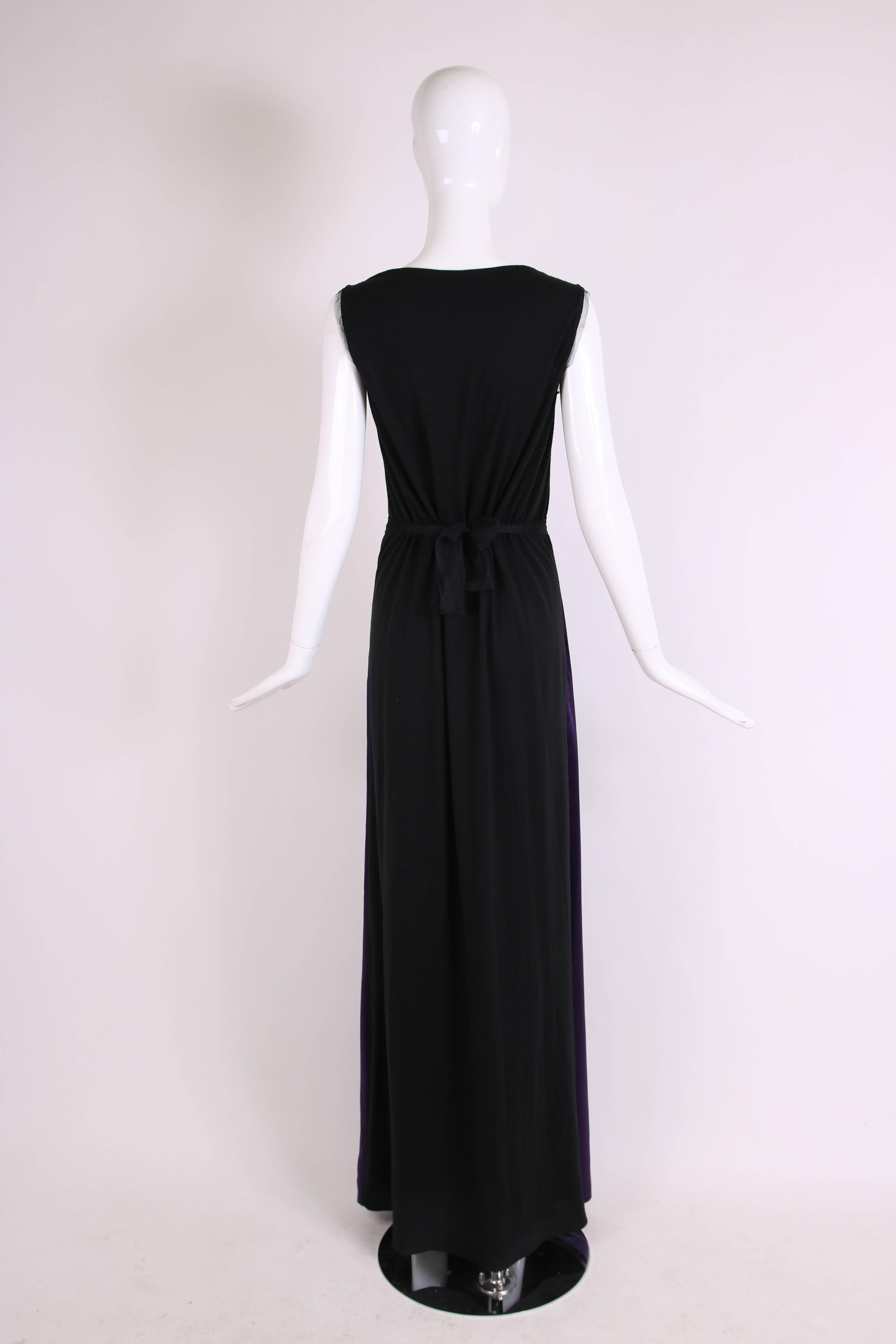 Women's 2006 Lanvin Purple & Black Evening Gown Dress w/ Illusion Top