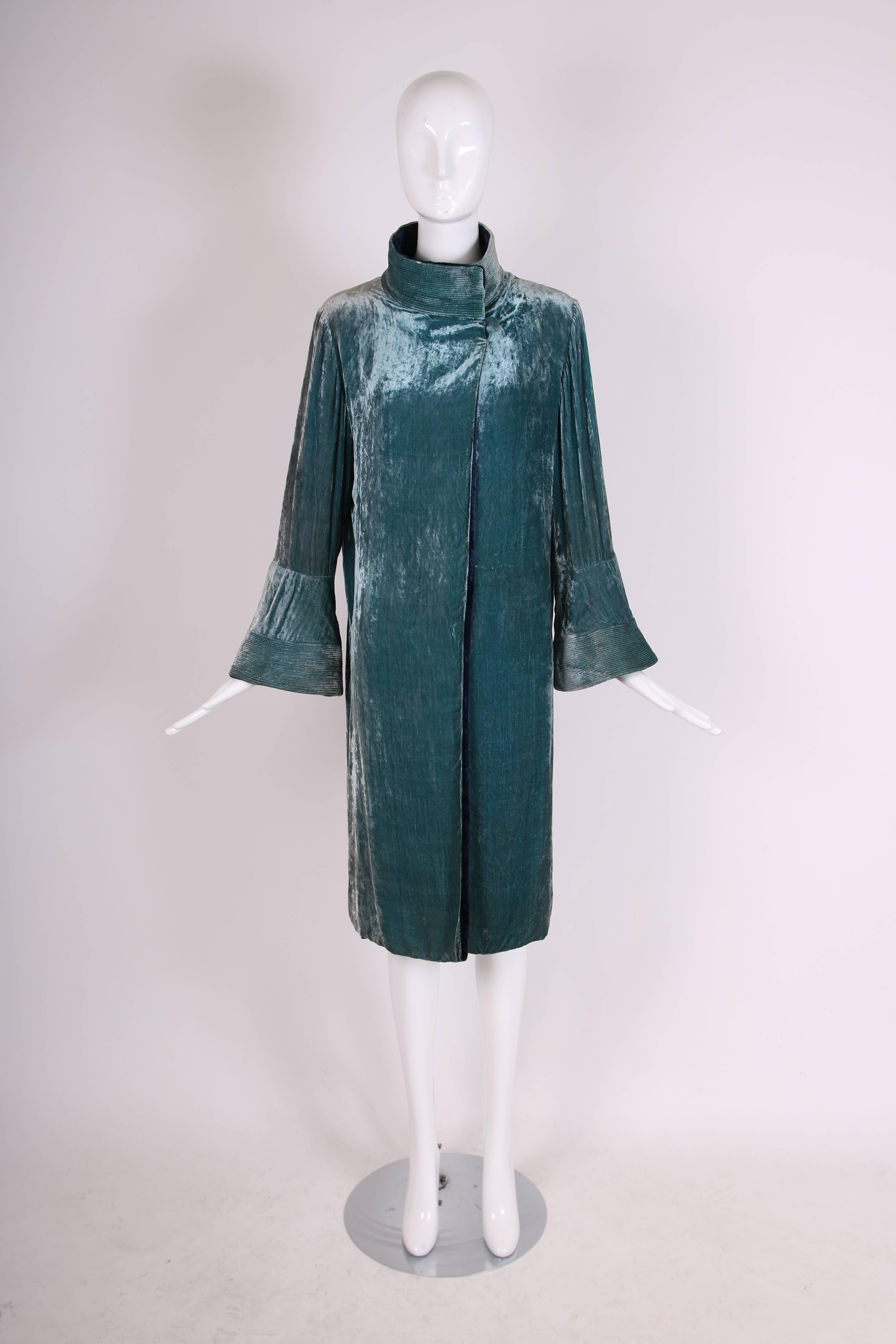 Blue Attributed to Jeanne Lanvin Reversible Velvet Coat Ca. 1925