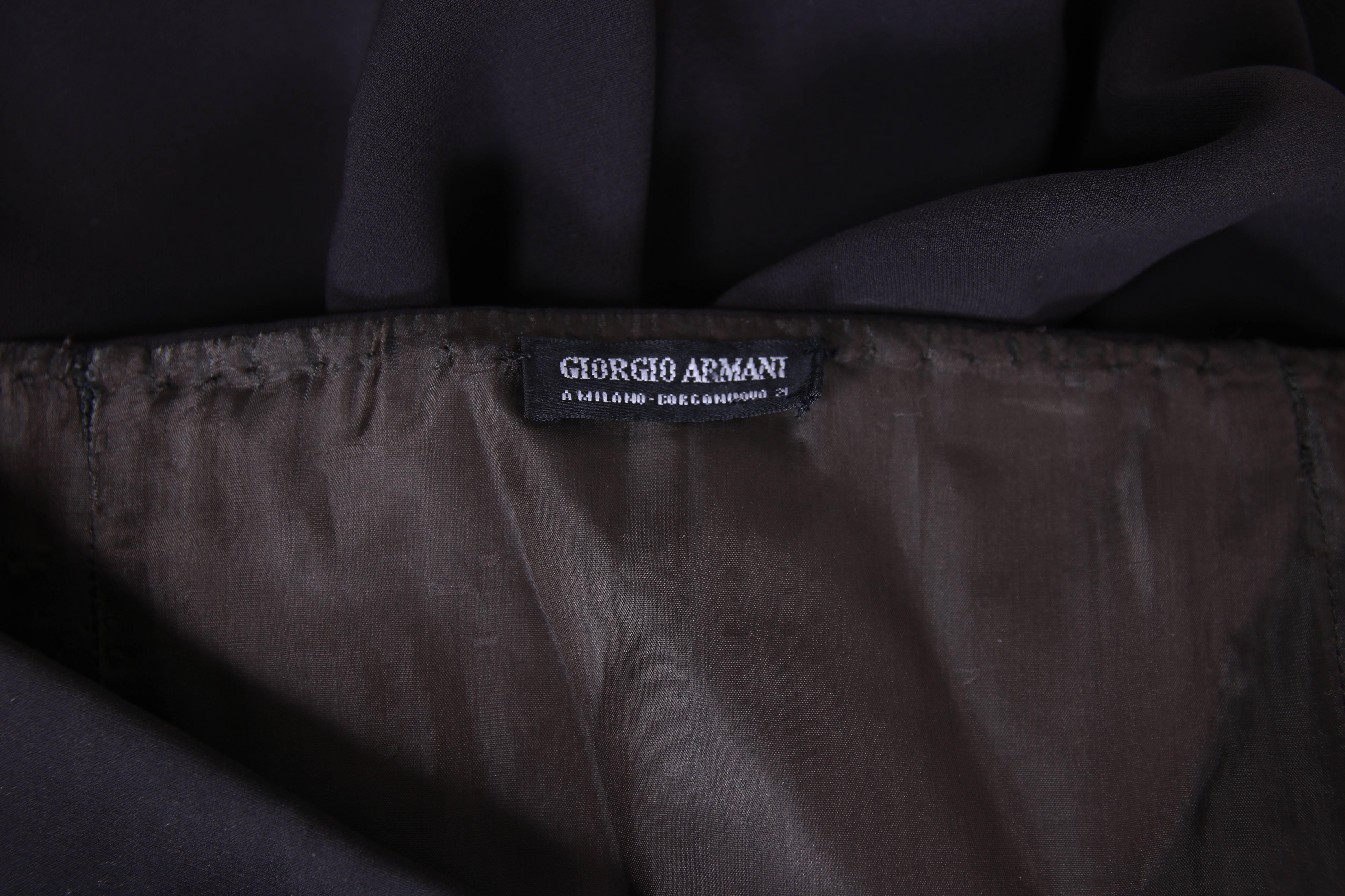 Giorgio Armani Brown Silk Strapless Evening Gown w/Asymmetric Open Sides For Sale 1
