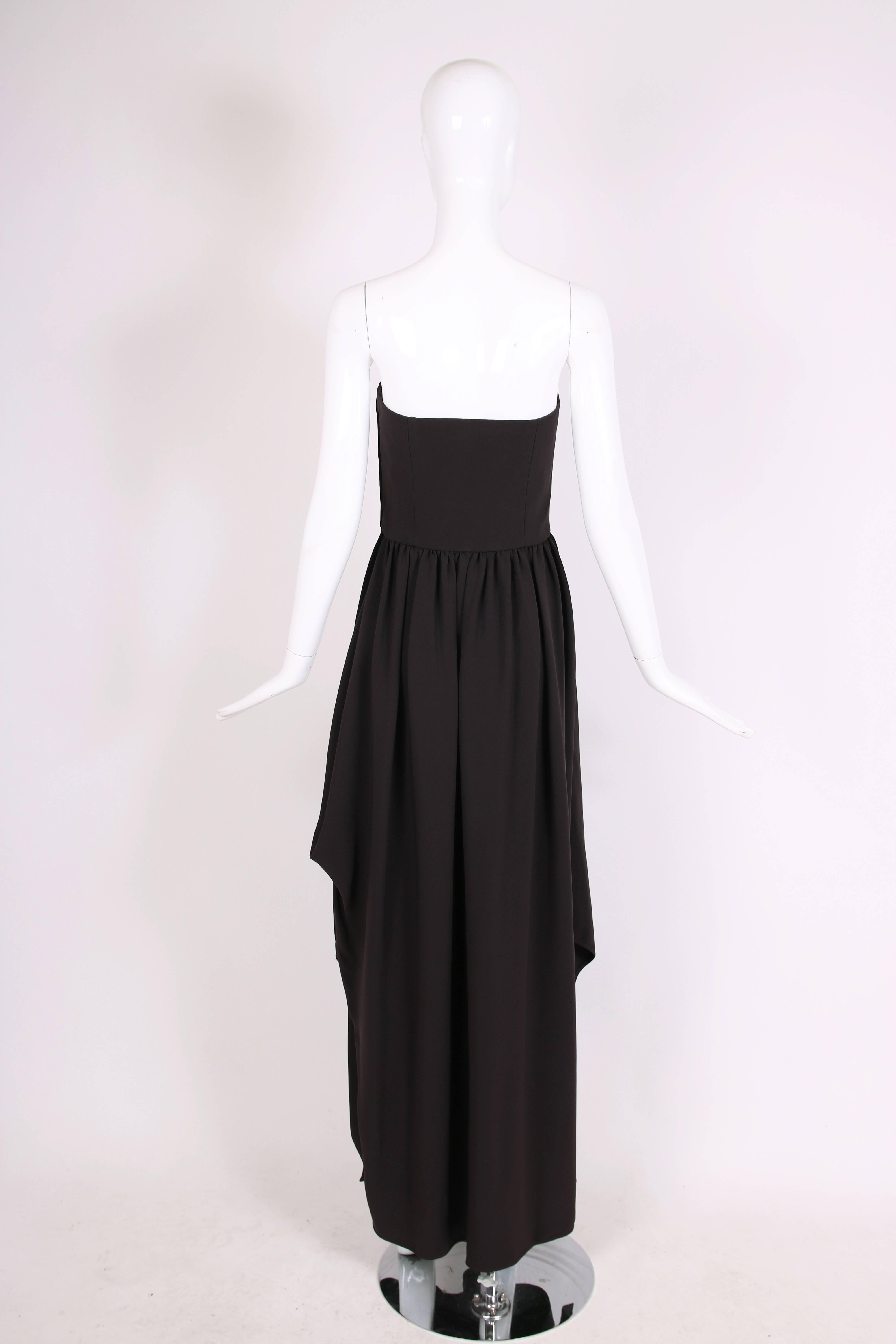 Giorgio Armani Brown Silk Strapless Evening Gown w/Asymmetric Open Sides In Excellent Condition For Sale In Studio City, CA