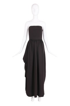 Giorgio Armani Brown Silk Strapless Evening Gown w/Asymmetric Open Sides