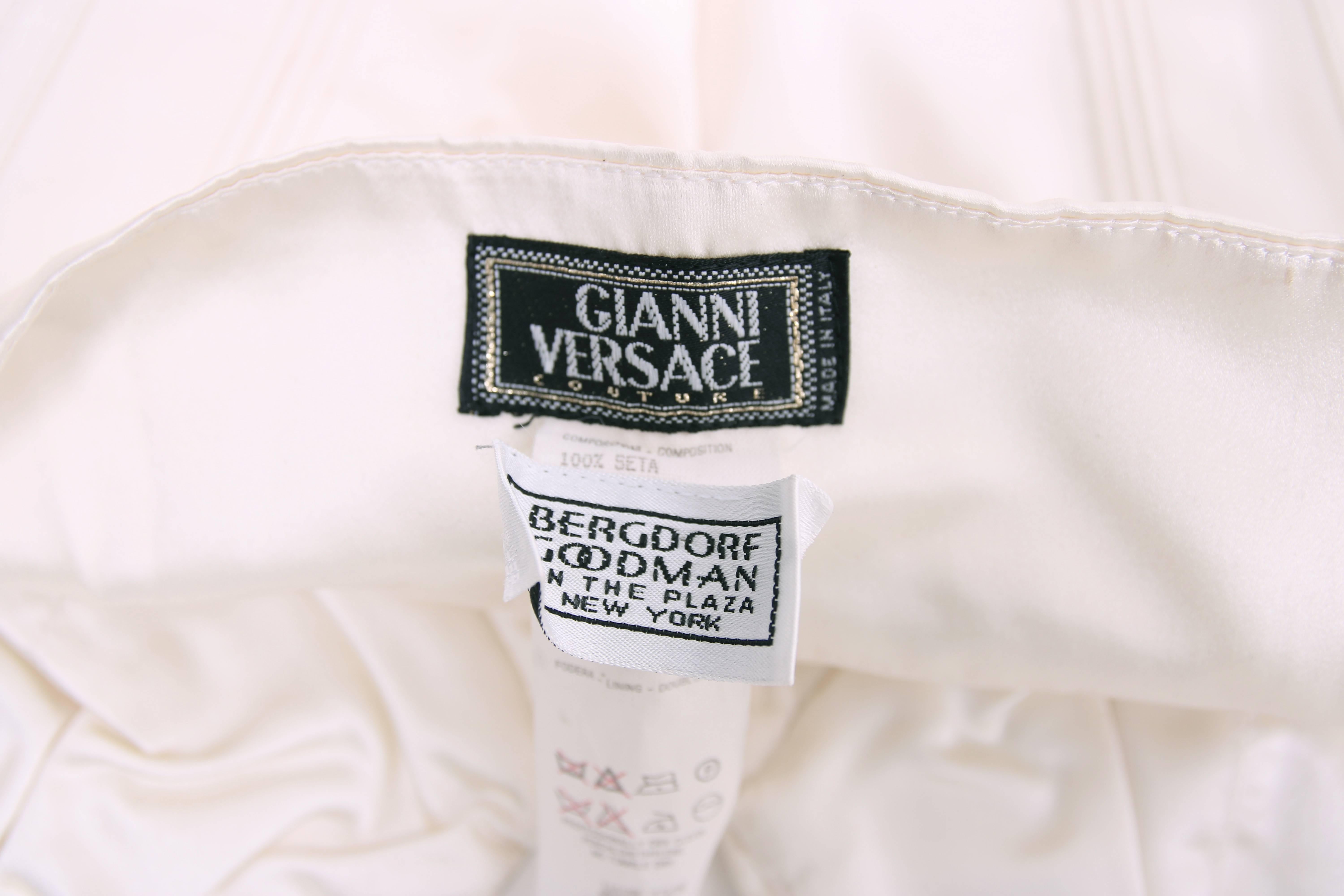 Women's 1995 Gianni Versace Ivory Satin Bustier w/Overstitching & Trapunto Detail