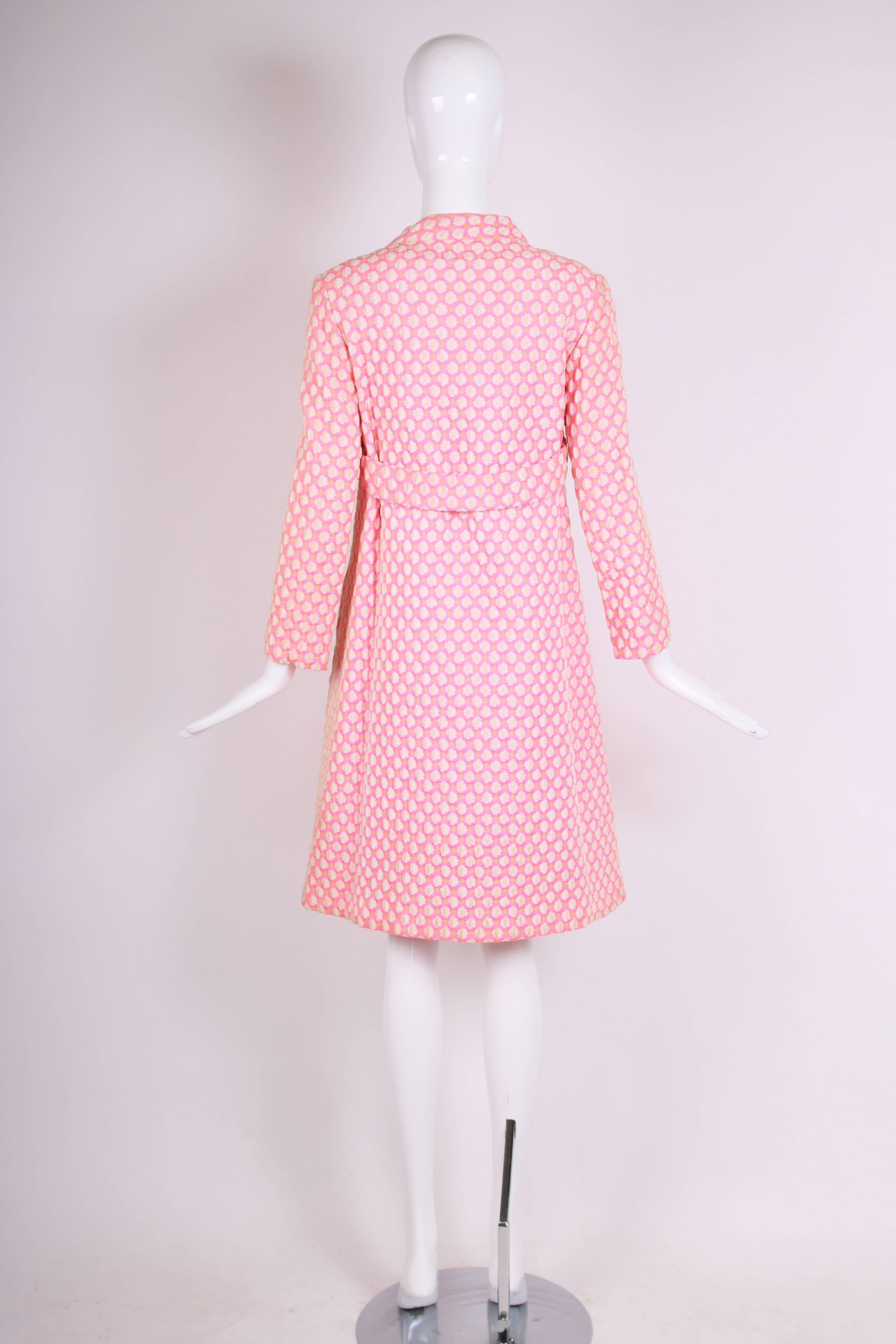 Women's 1960's Guy Laroche by Maria Carine Bubblegum Pink Patterned Coat