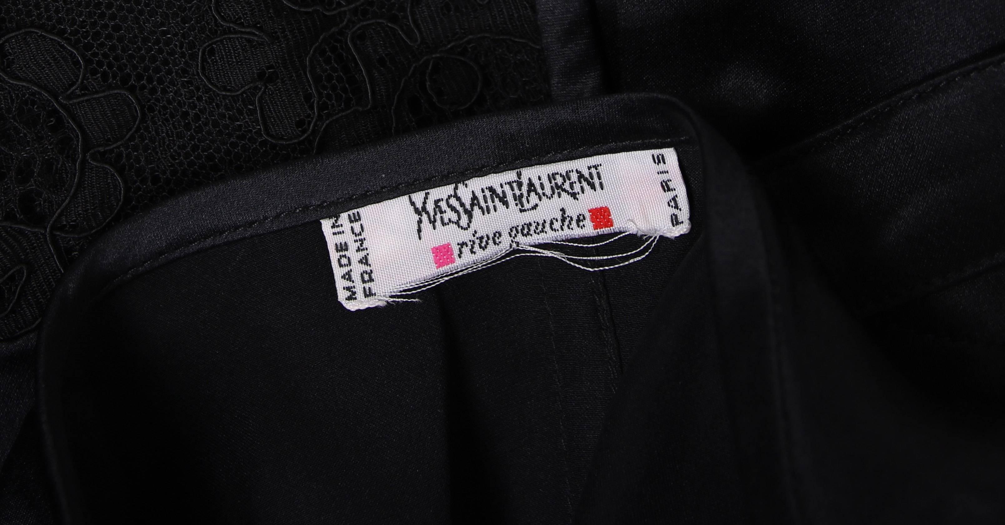 Vintage Yves Saint Laurent Schwarze Smoking-Hose, Smoking-Hose mit Satin-Beistellstreifen Damen im Angebot