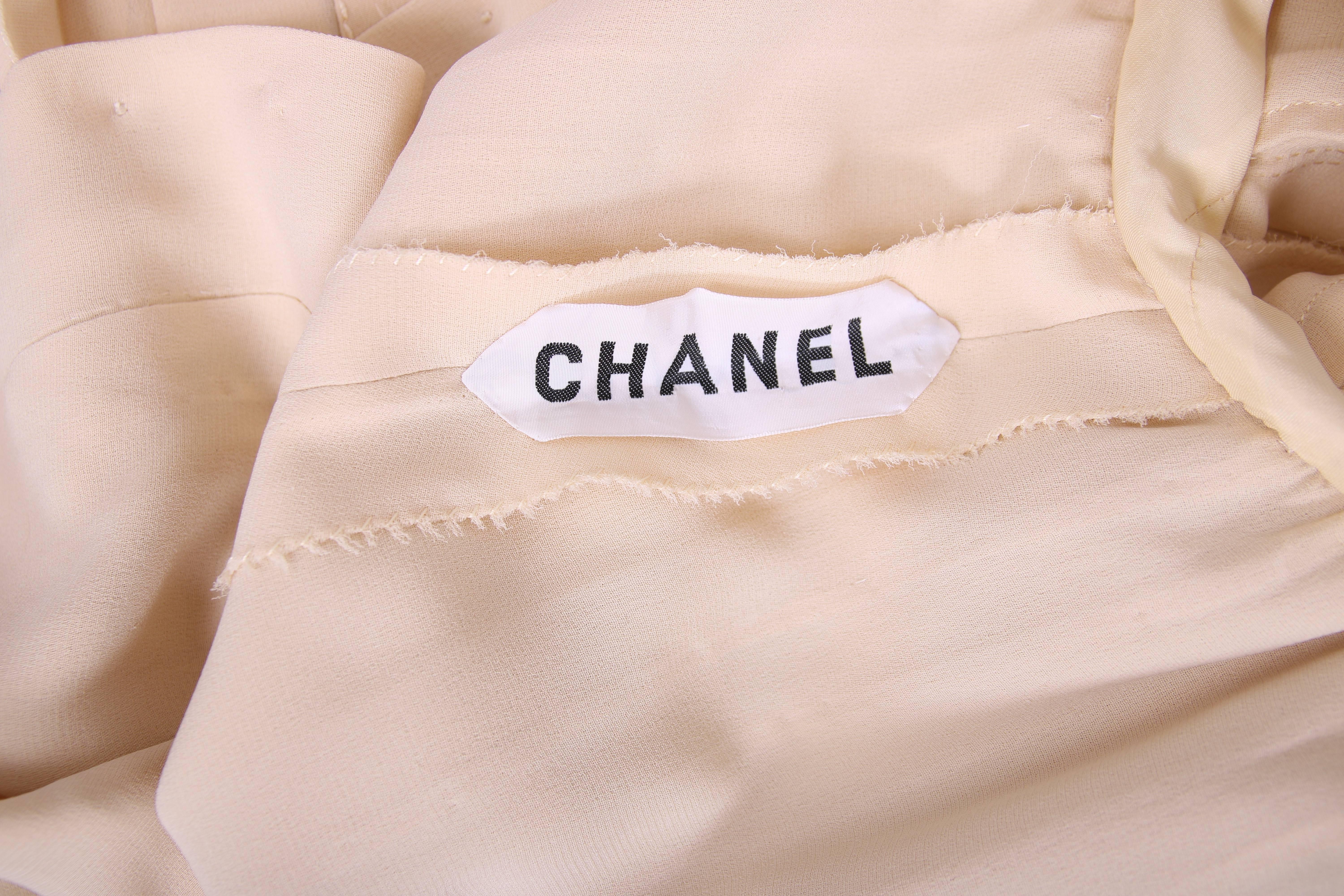 Ca. 1970 Chanel Haute Couture Silk Day Dress w/Pleating & Neck Ties n°49278 4