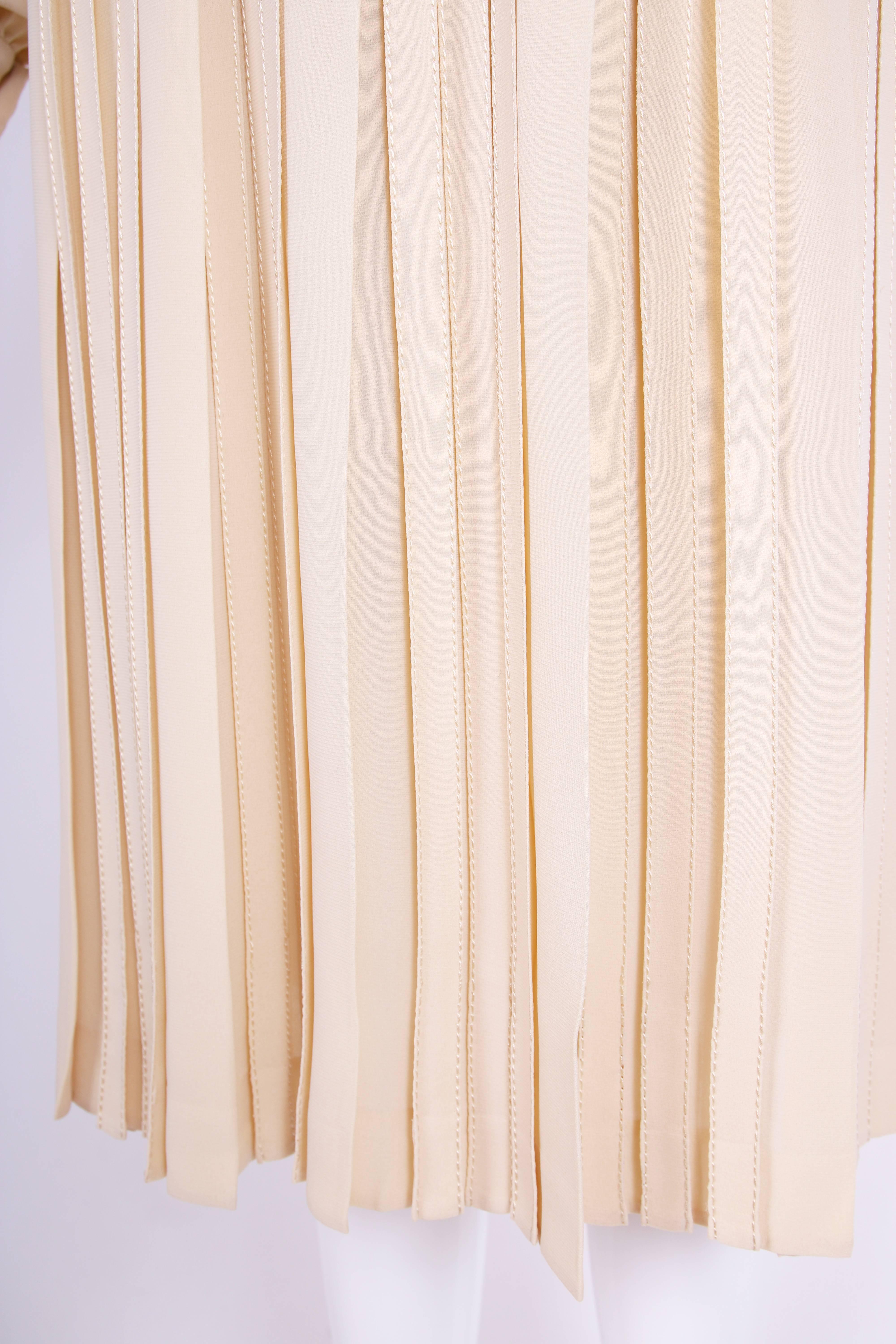 Ca. 1970 Chanel Haute Couture Silk Day Dress w/Pleating & Neck Ties n°49278 2