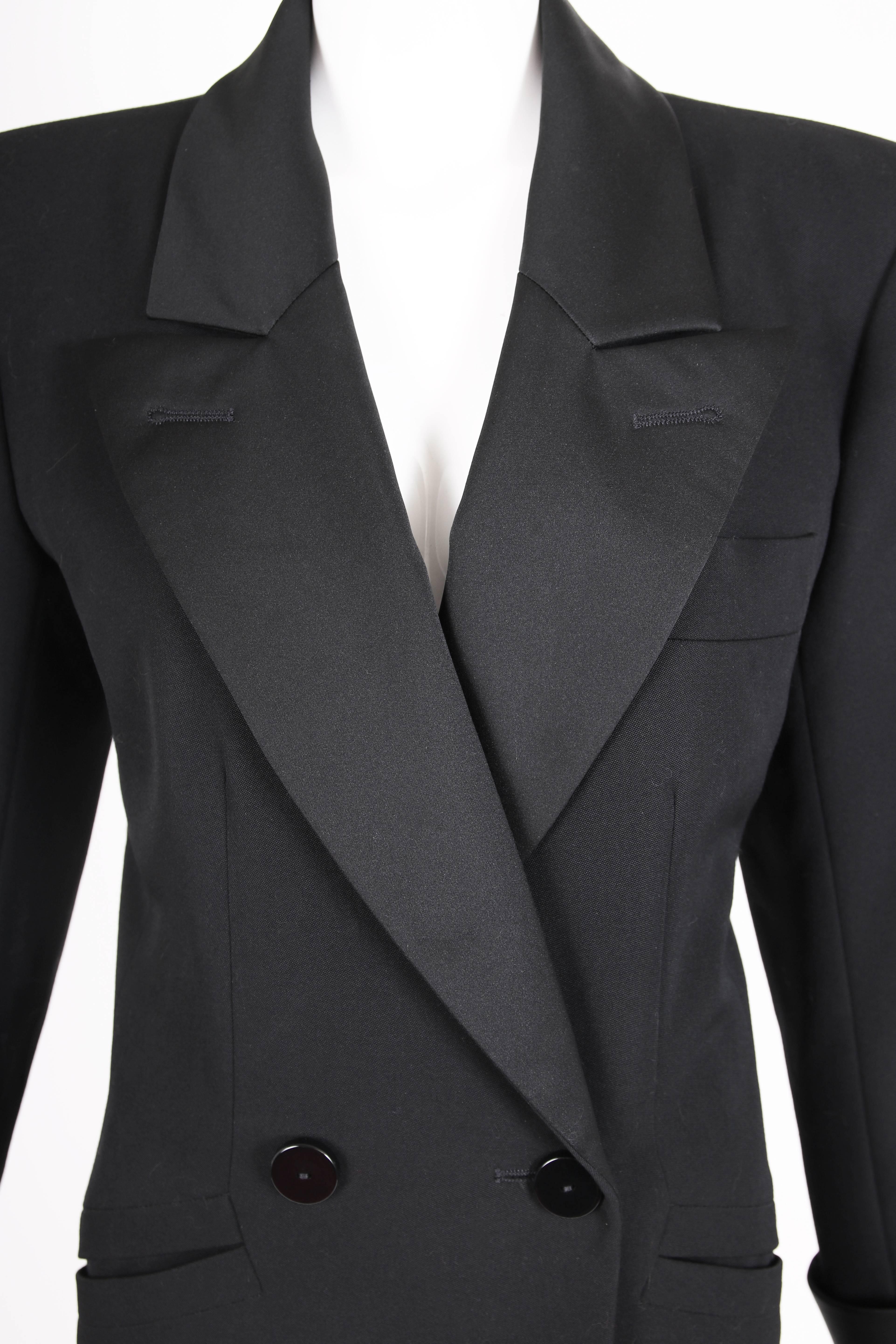 Women's Iconic Yves Saint Laurent YSL Black Le Smoking Tuxedo Jacket Blazer