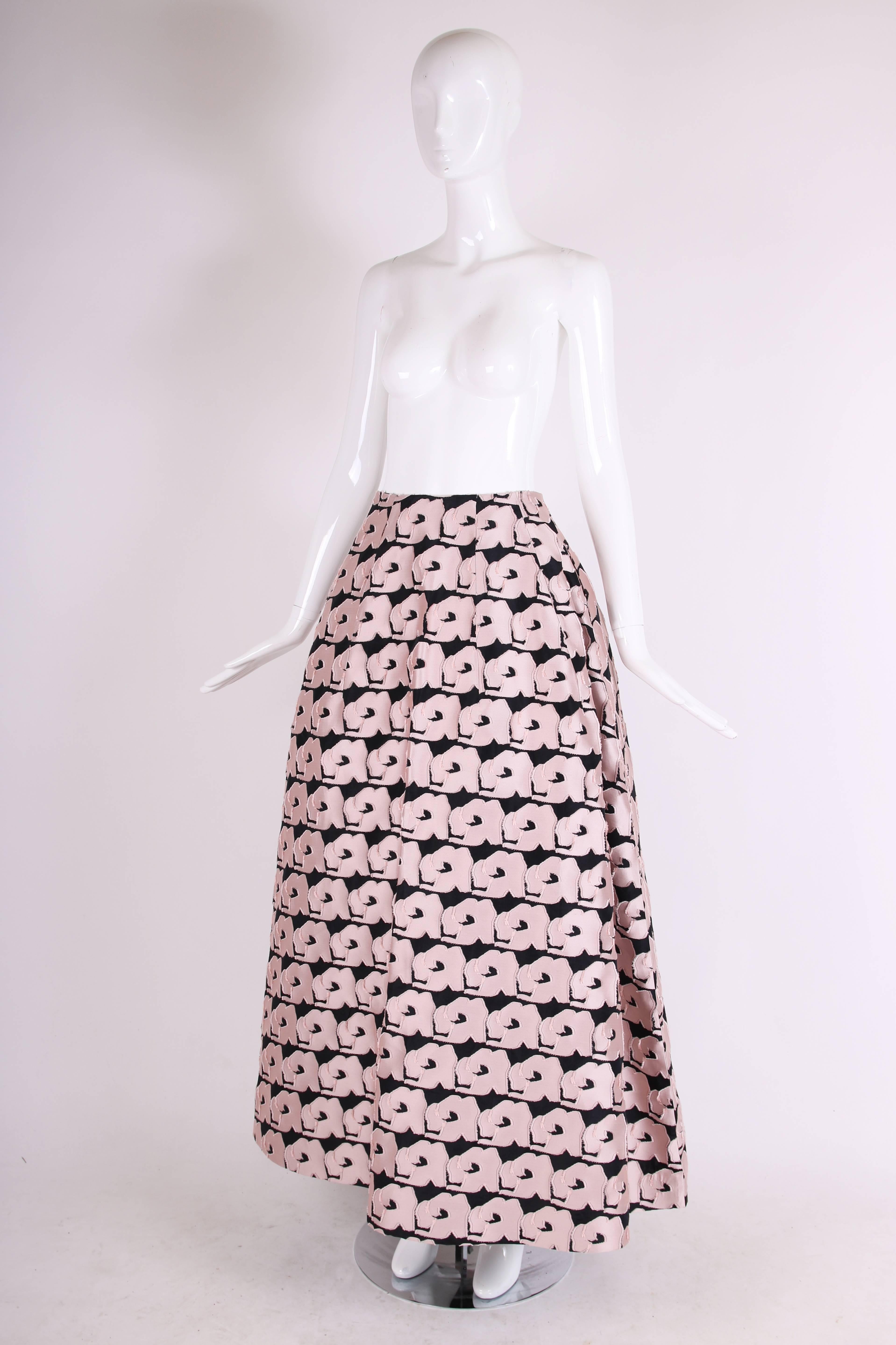 Beige 2013 Christian Dior by Raf Simons Silk Floral Voluminous Ball Skirt