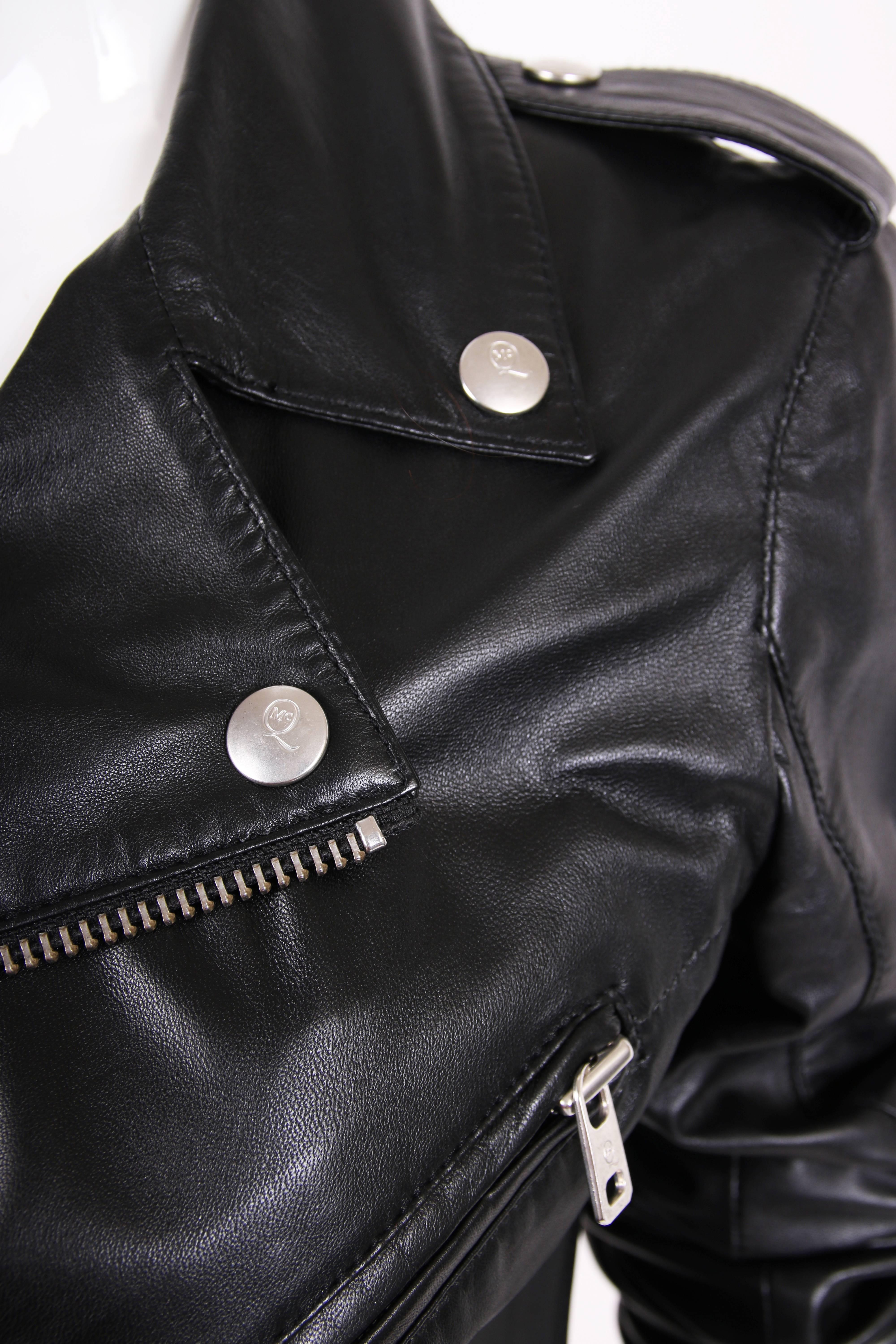 2011 Alexander McQueen McQ Black Leather Biker Motorcycle Jacket 3