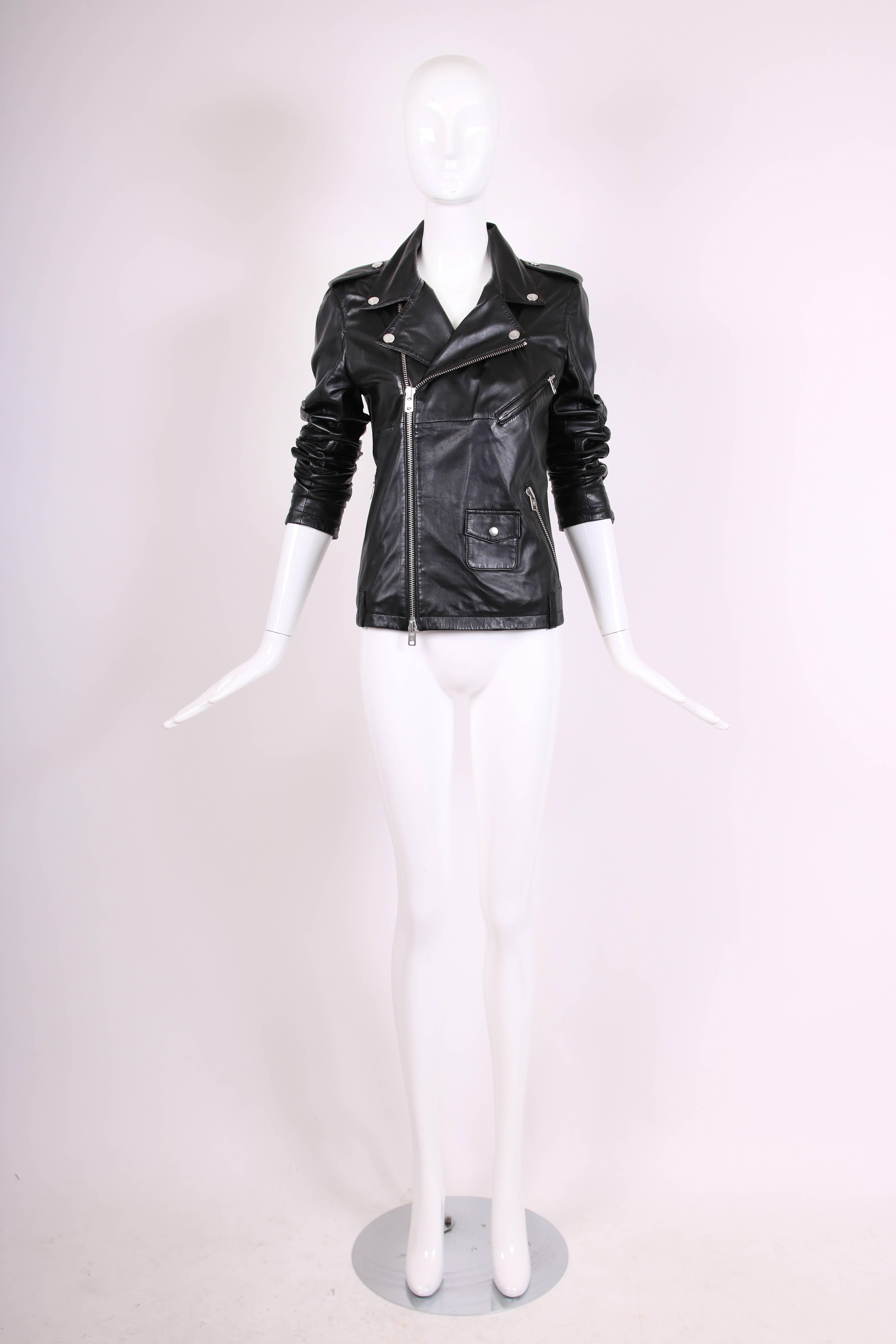 2011 Alexander McQueen McQ Black Leather Biker Motorcycle Jacket In Excellent Condition In Studio City, CA