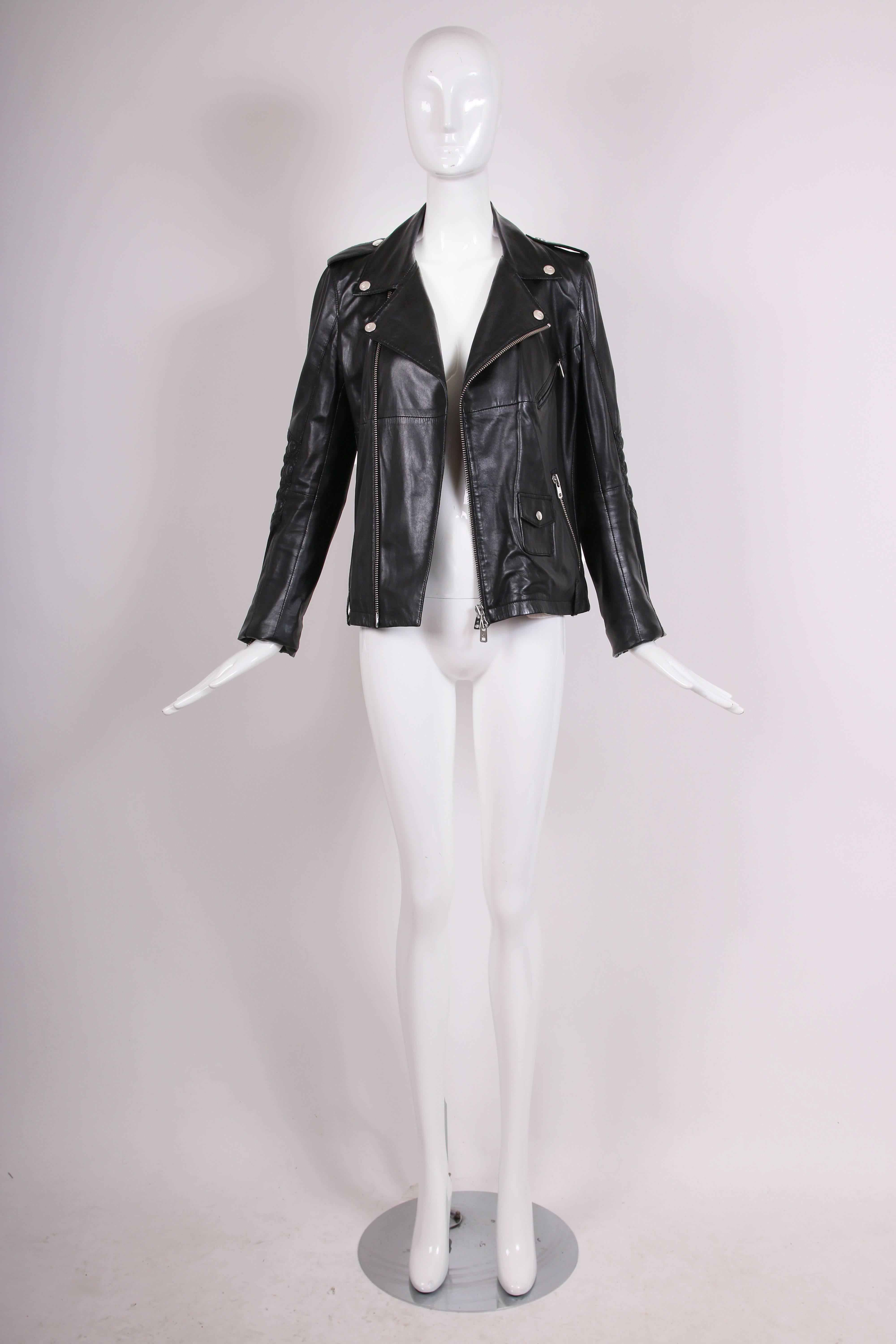 Women's 2011 Alexander McQueen McQ Black Leather Biker Motorcycle Jacket