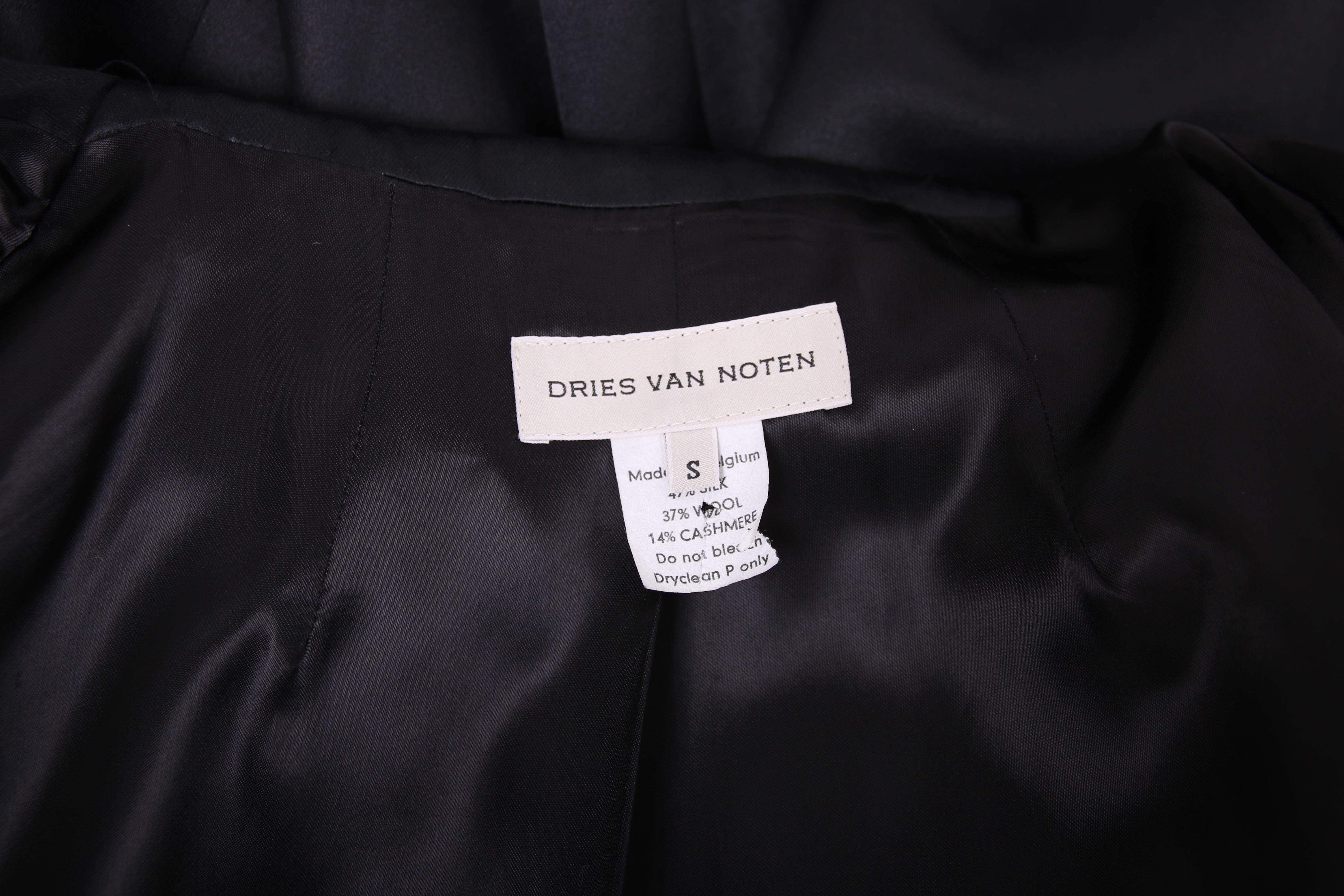 Dries Van Noten Black Opera Coat w/Deep V-Neck & Oversized Collar 2