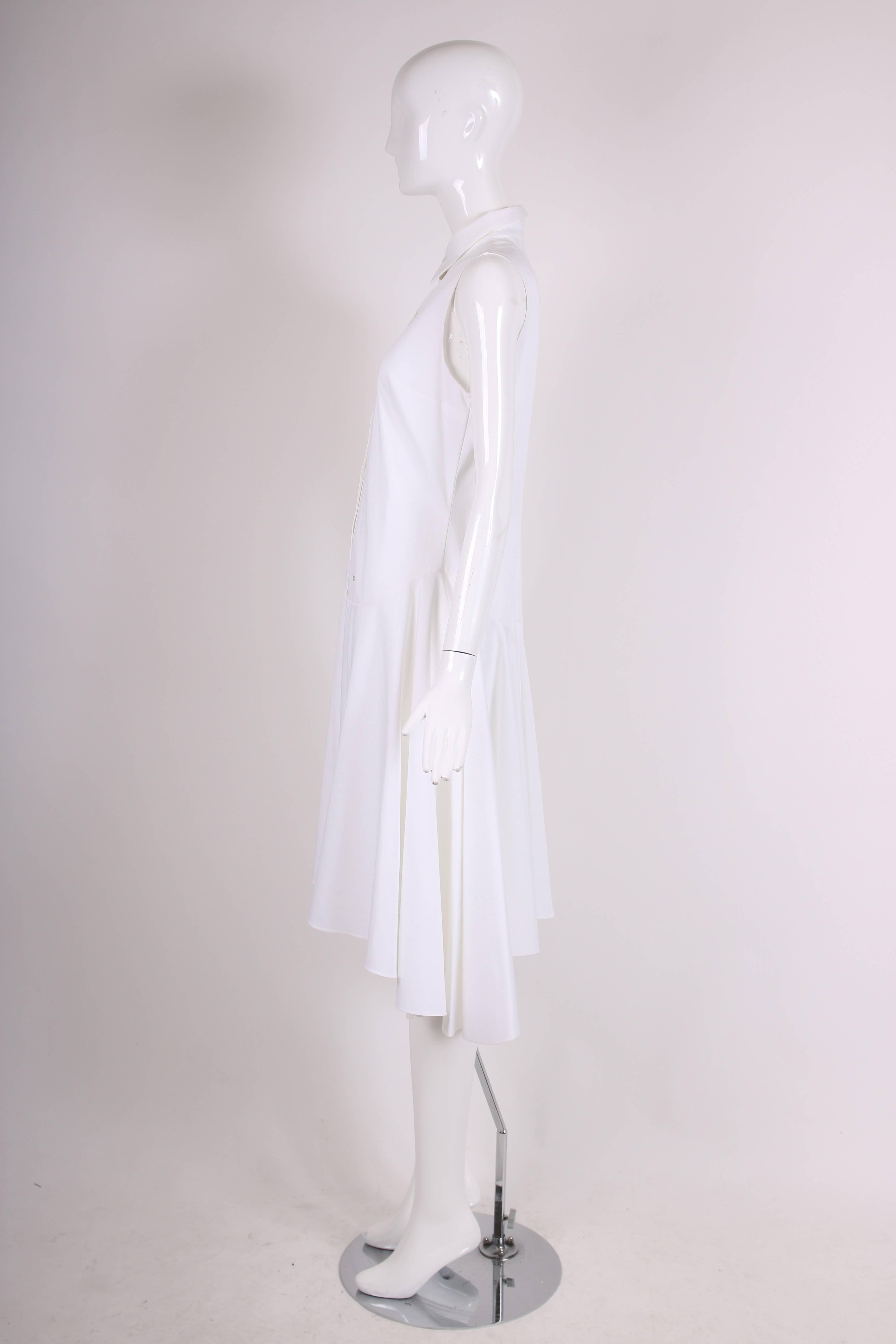 Gray 2013 Christian Dior by Raf Simons White Sleeveless Day Dress w/High-Low Hem