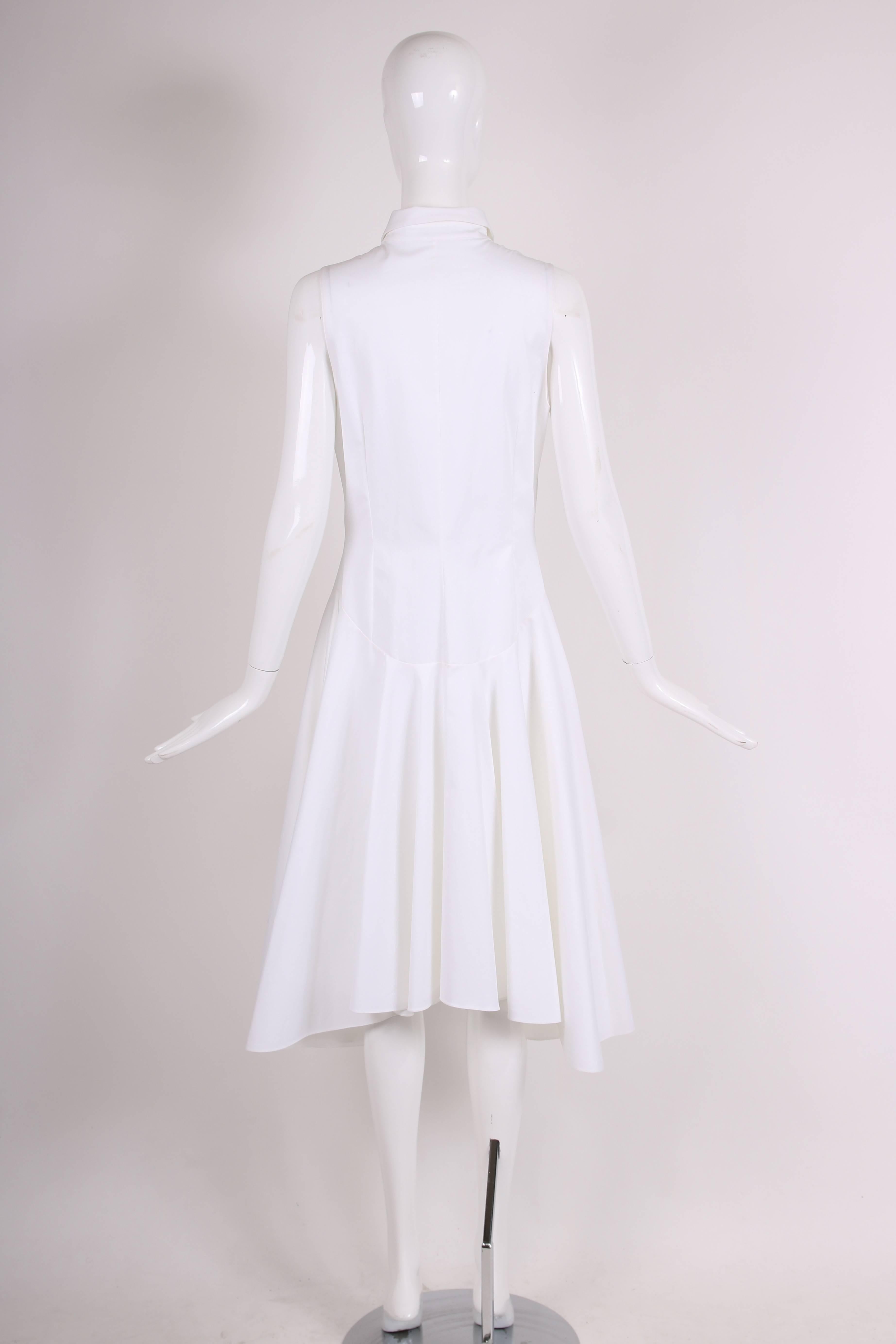 2013 Christian Dior by Raf Simons White Sleeveless Day Dress w/High-Low Hem In Excellent Condition In Studio City, CA