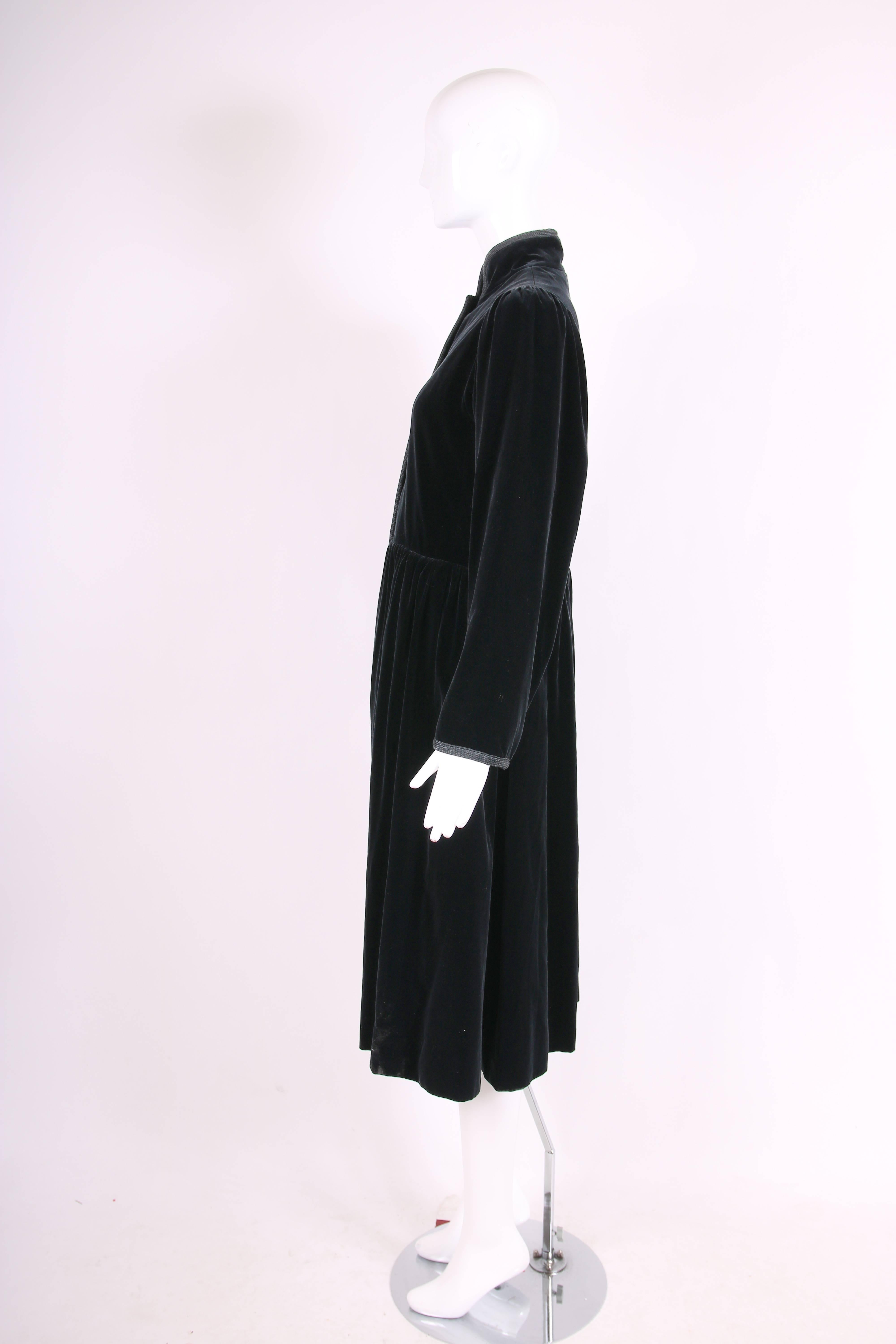 Women's 1976 Iconic Yves Saint Laurent YSL Black Velvet Russian Collection Coat
