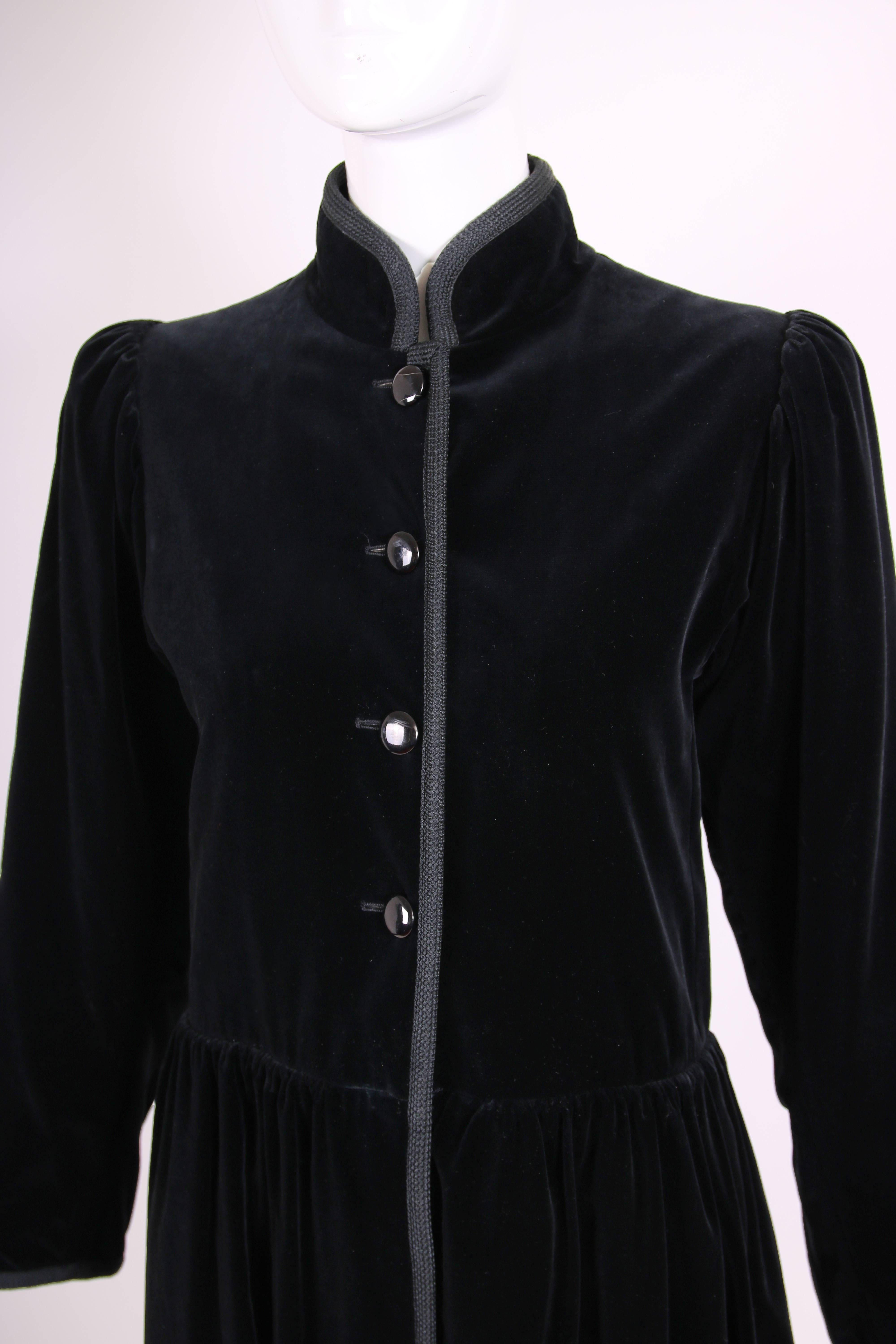 1976 Iconic Yves Saint Laurent YSL Black Velvet Russian Collection Coat 1