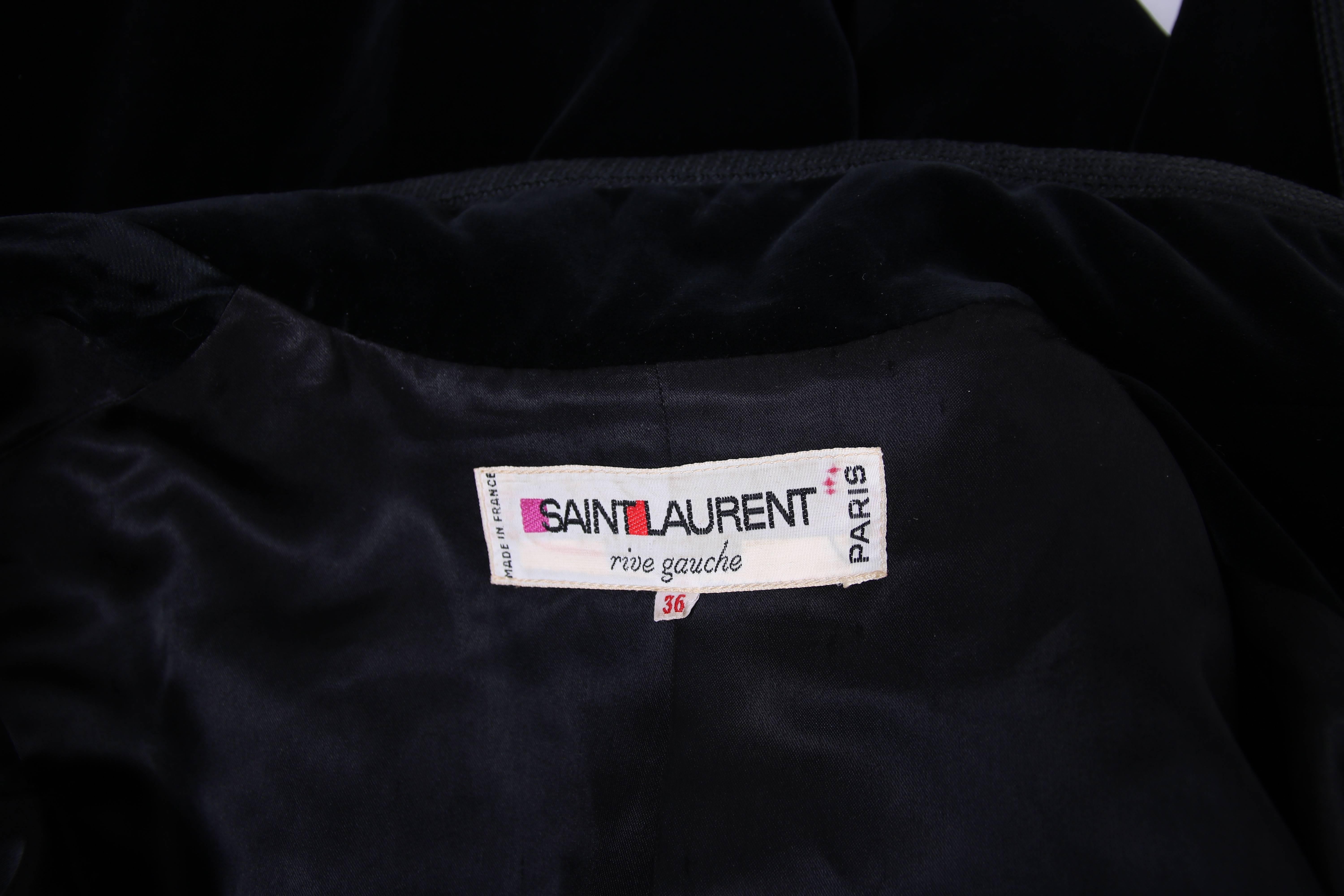 1976 Iconic Yves Saint Laurent YSL Black Velvet Russian Collection Coat 2