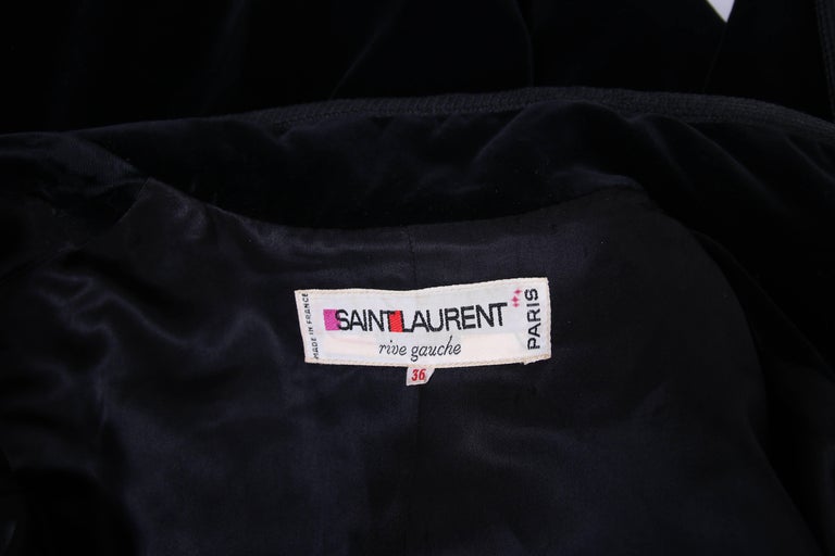 1976 Iconic Yves Saint Laurent YSL Black Velvet Russian Collection Coat ...