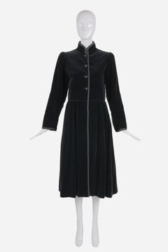 1976 Iconic Yves Saint Laurent YSL Black Velvet Russian Collection Coat